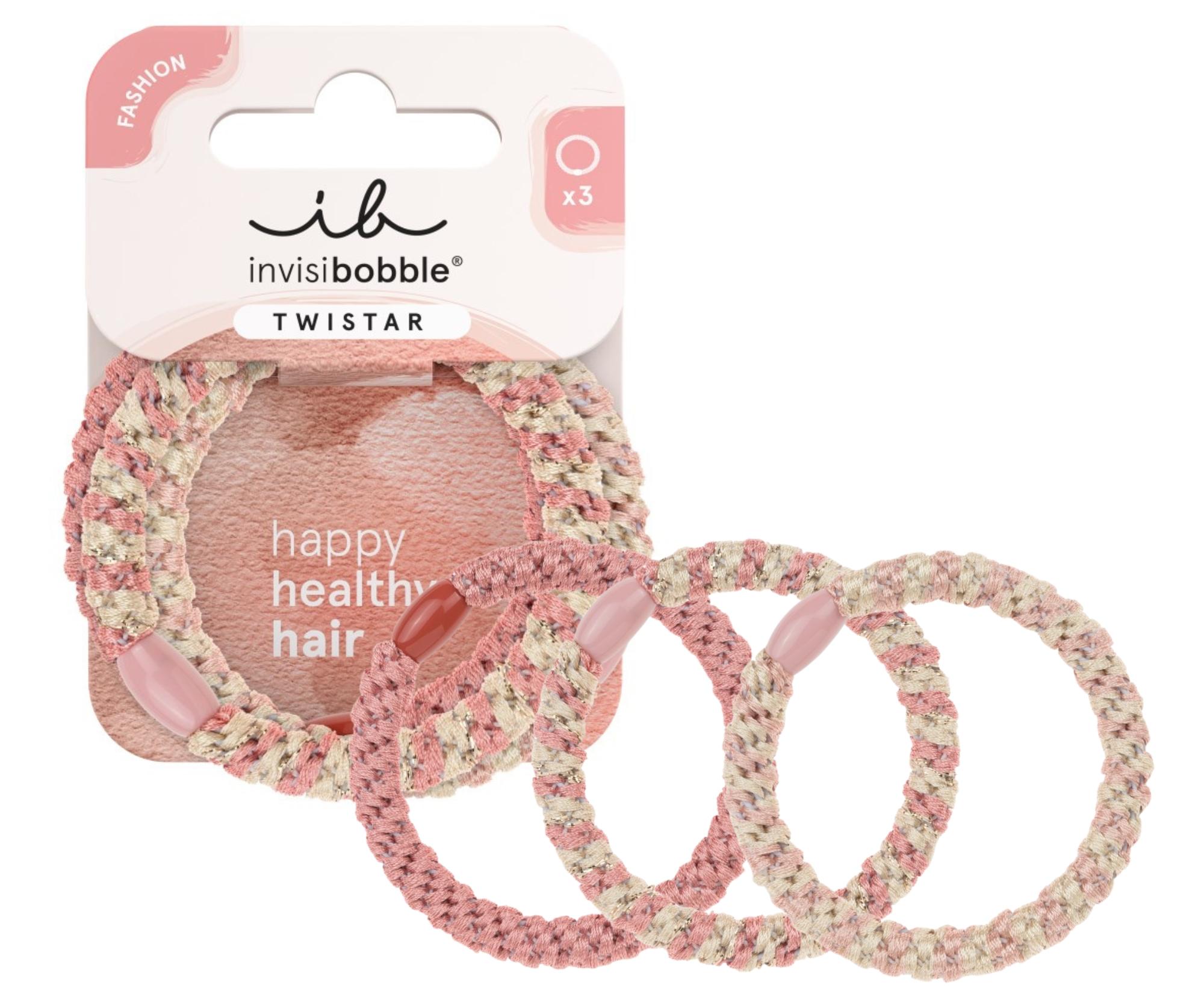 E-shop Sada ozdobných gumičiek do vlasov Invisibobble Twistar Blush Braids - 3 ks + darček zadarmo