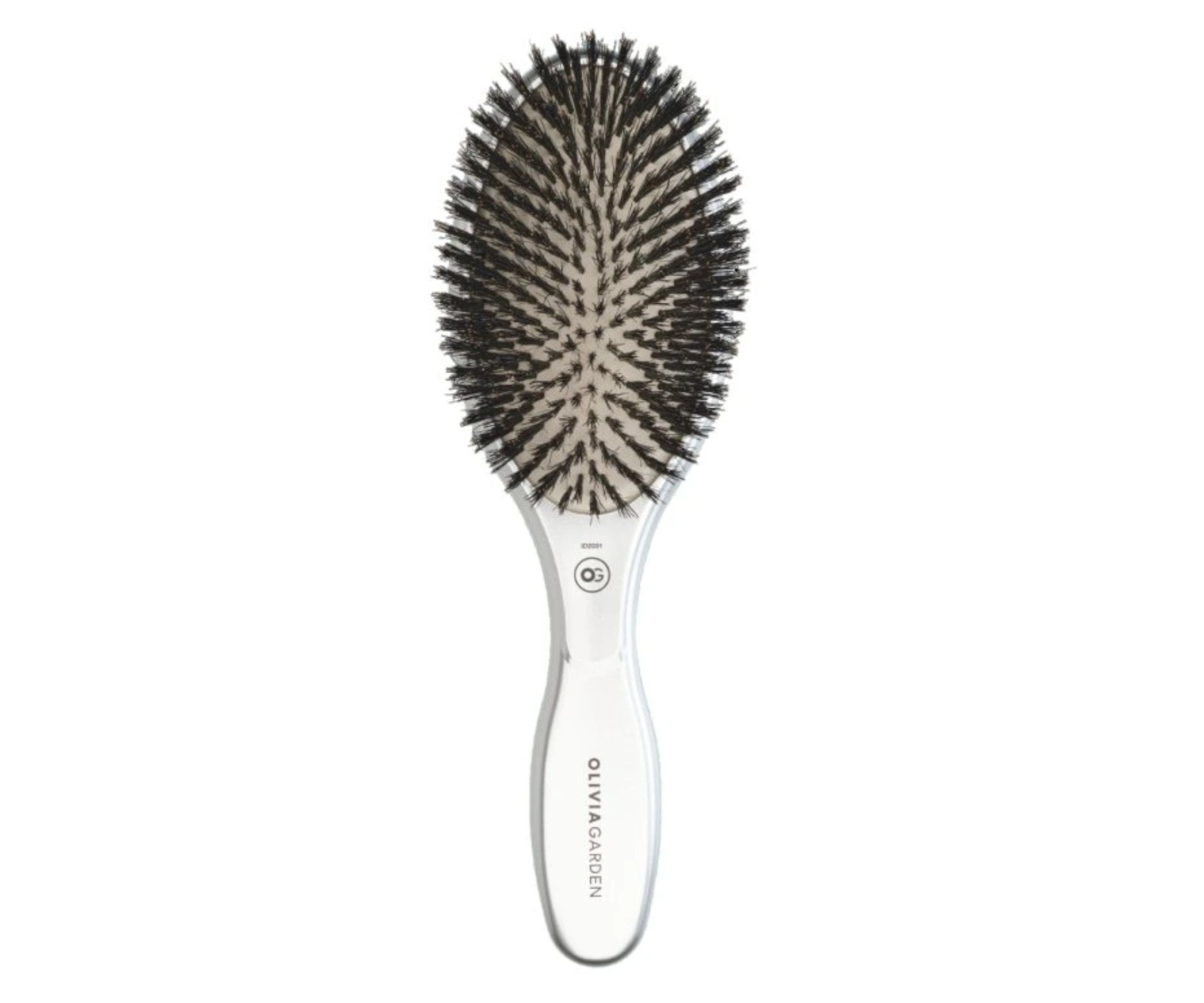E-shop Oválna kefa na vlasy s diviačími štetinami Olivia Garden Expert Care Oval - strieborná + darček zadarmo