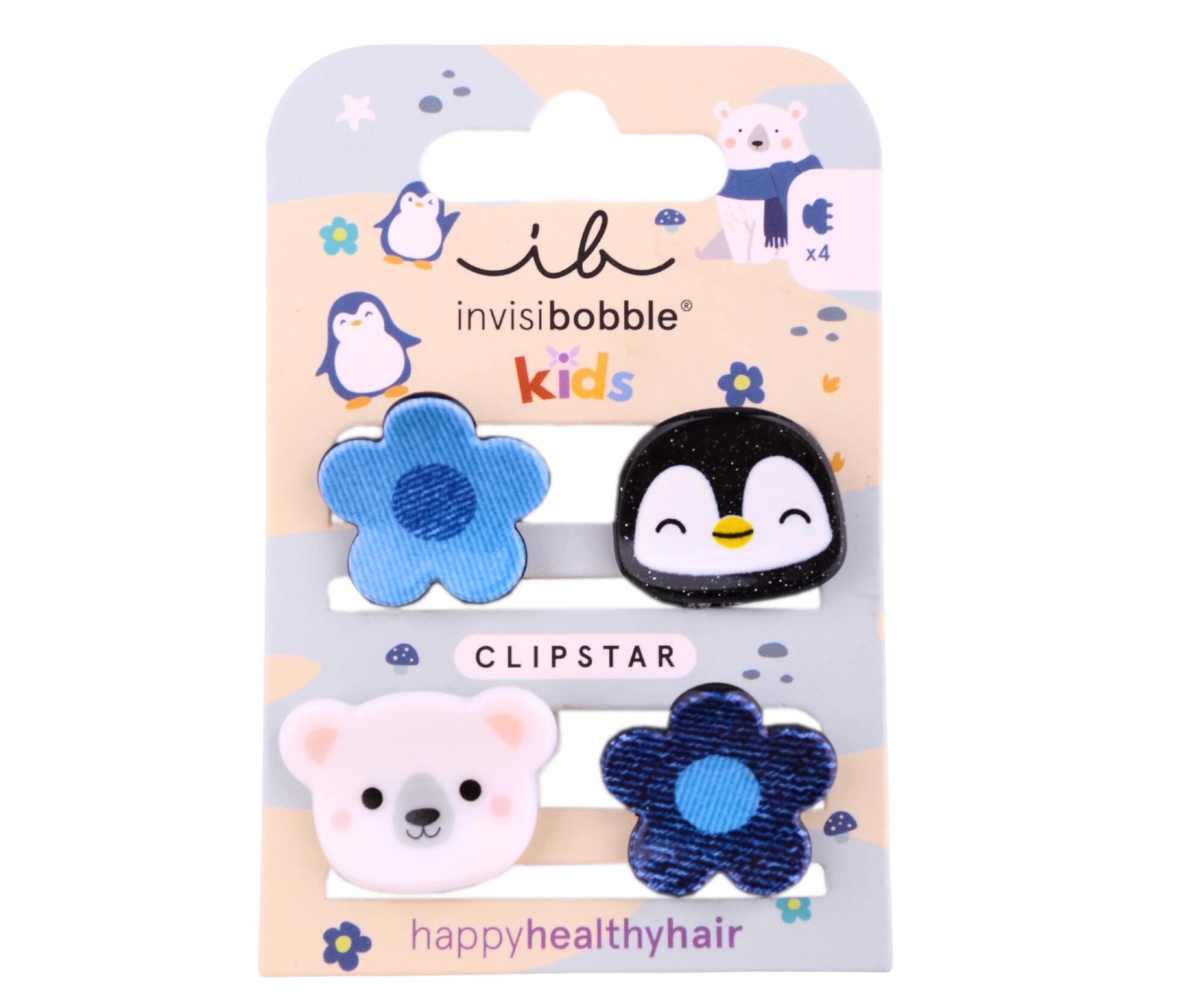 E-shop Detské veselé škripčeky do vlasov Invisibobble Clipstar Polar World - 4 ks + darček zadarmo