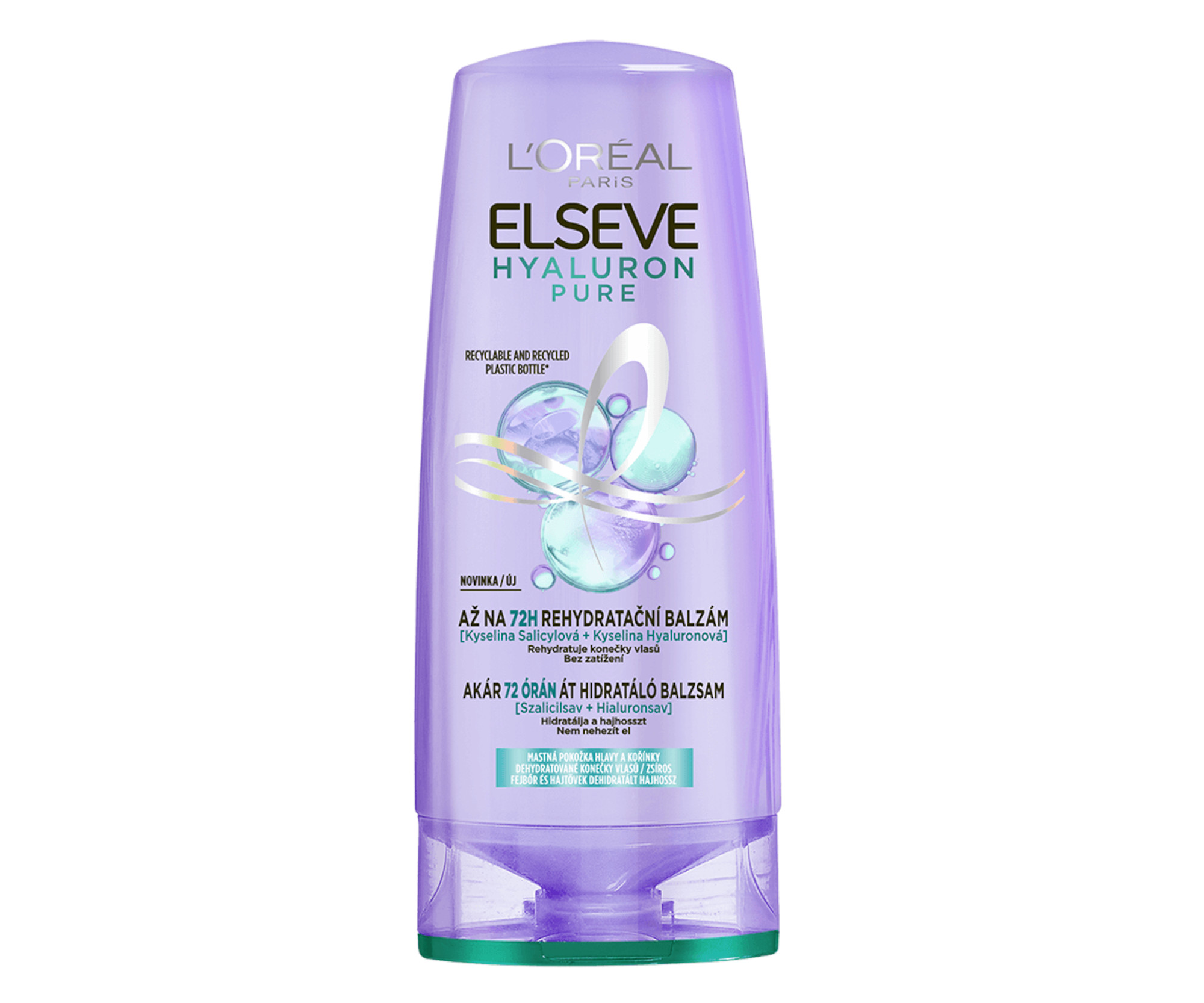 E-shop Rehydratačný balzam pre mastnú vlasovú pokožku a suché končeky Loréal Elseve Hyaluron Pure - 200 ml - L’Oréal Paris + darček zadarmo