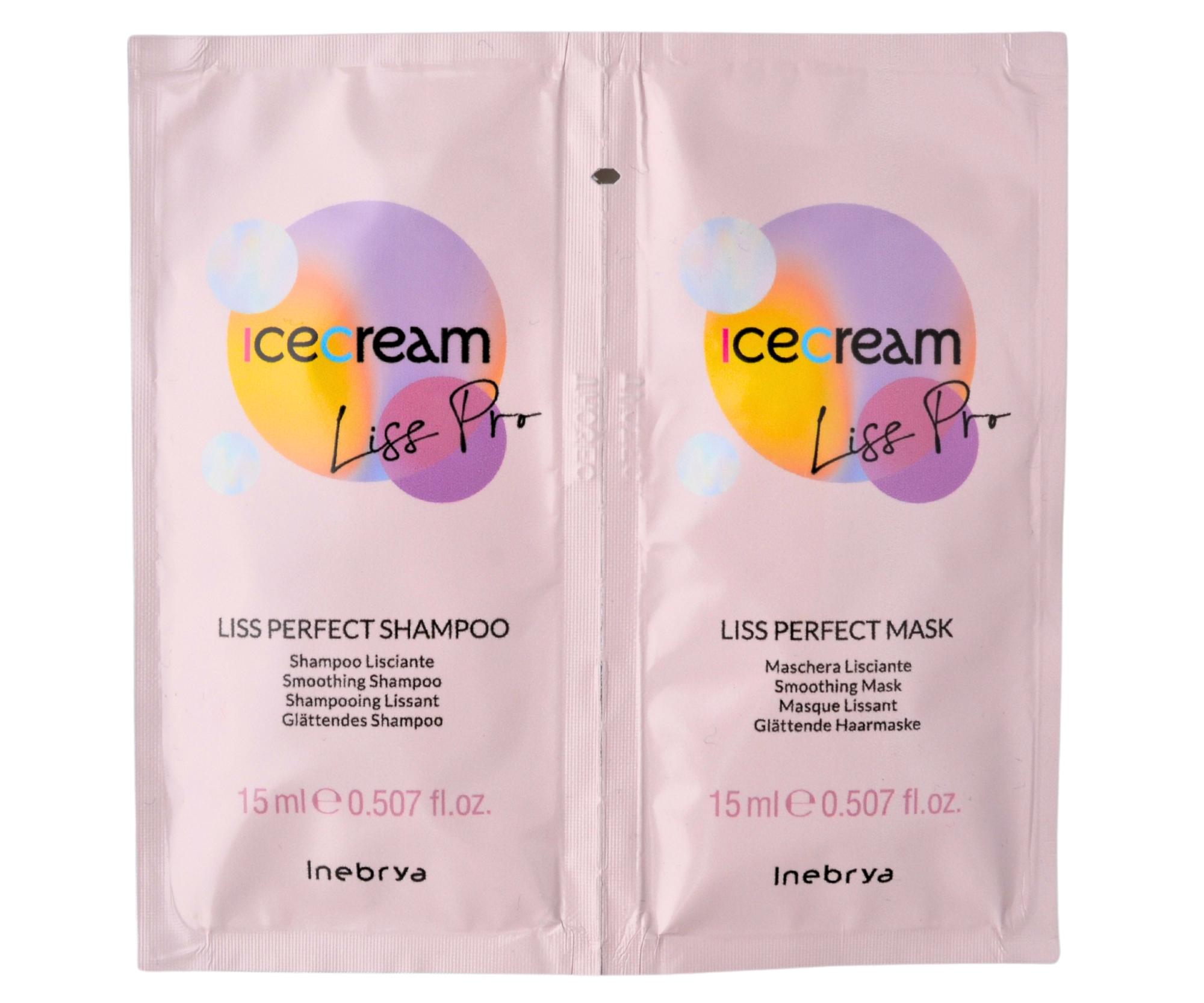 E-shop Šampón a maska pre nepoddajné a kučeravé vlasy Inebrya Ice Cream Liss Pro - 2x15 ml