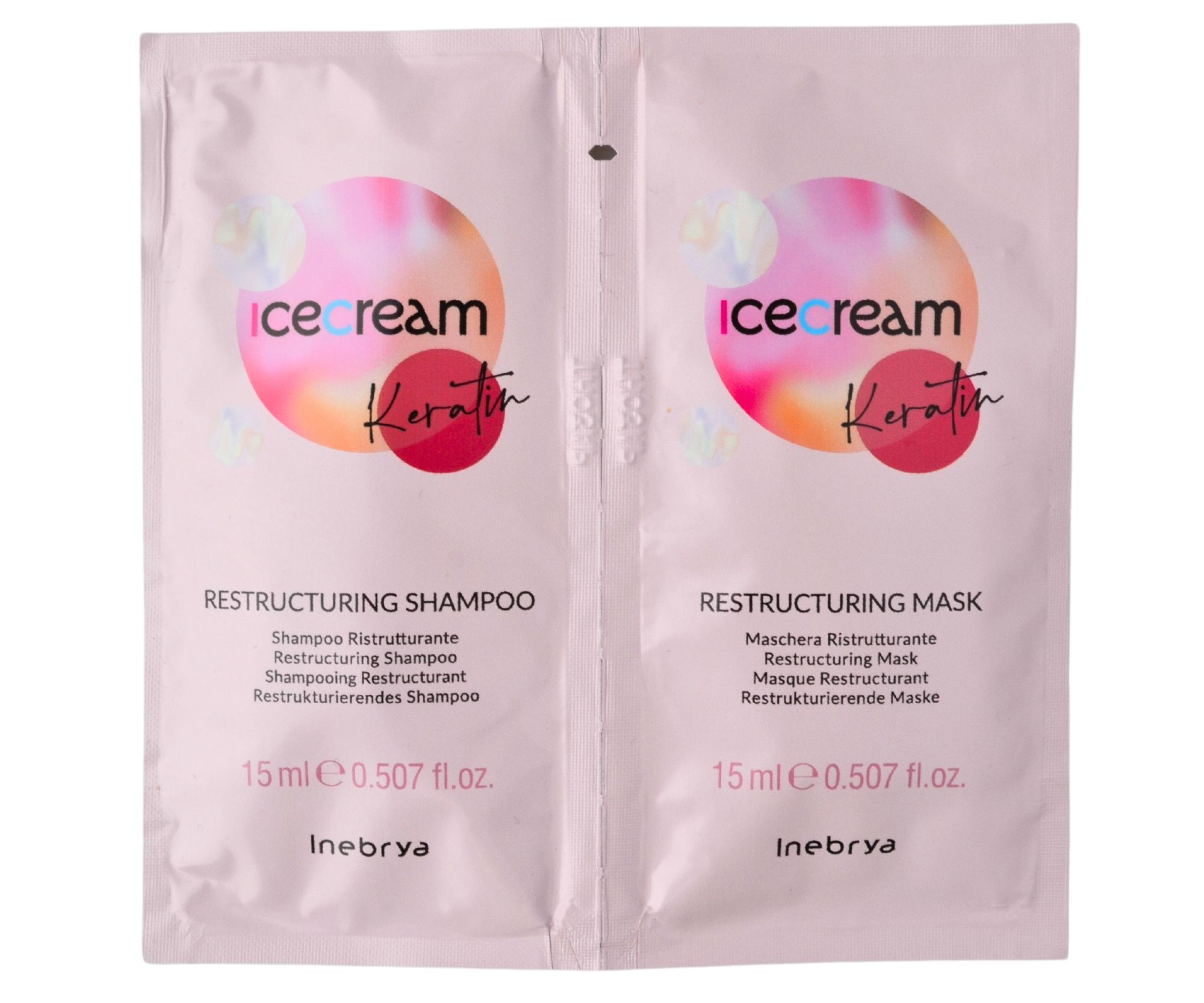E-shop Šampón a maska s keratínom pre poškodené vlasy Inebrya Ice Cream Keratín - 2x15 ml