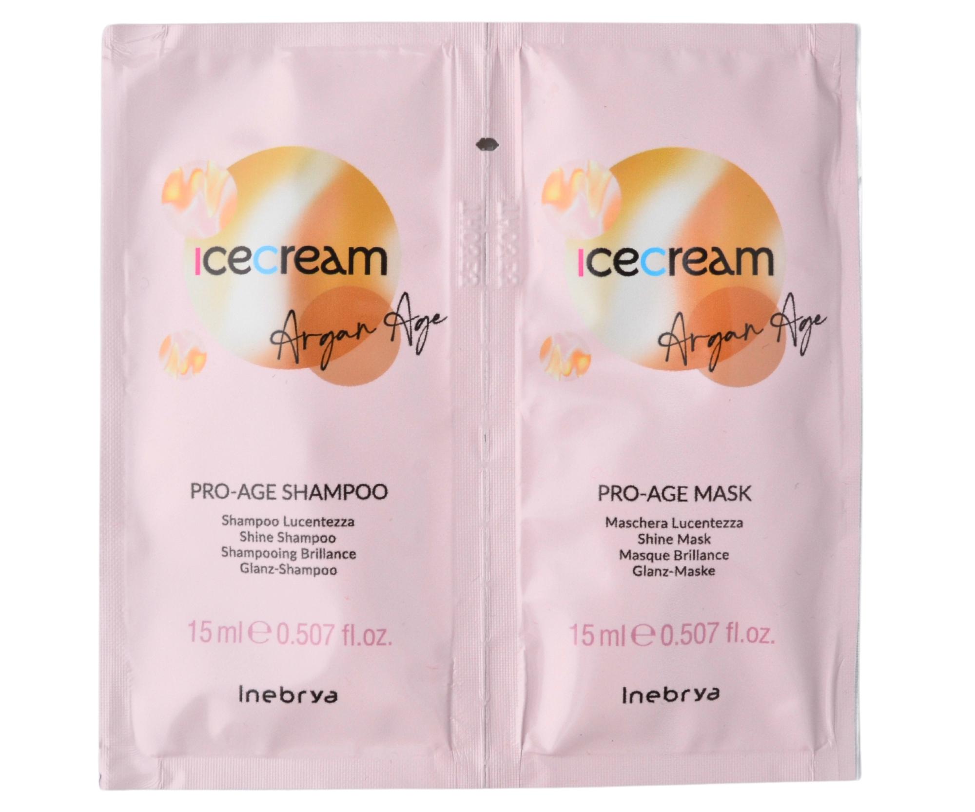 E-shop Šampón a maska pre žiarivý lesk vlasov Inebrya Ice Cream Argan Age - 2x15 ml