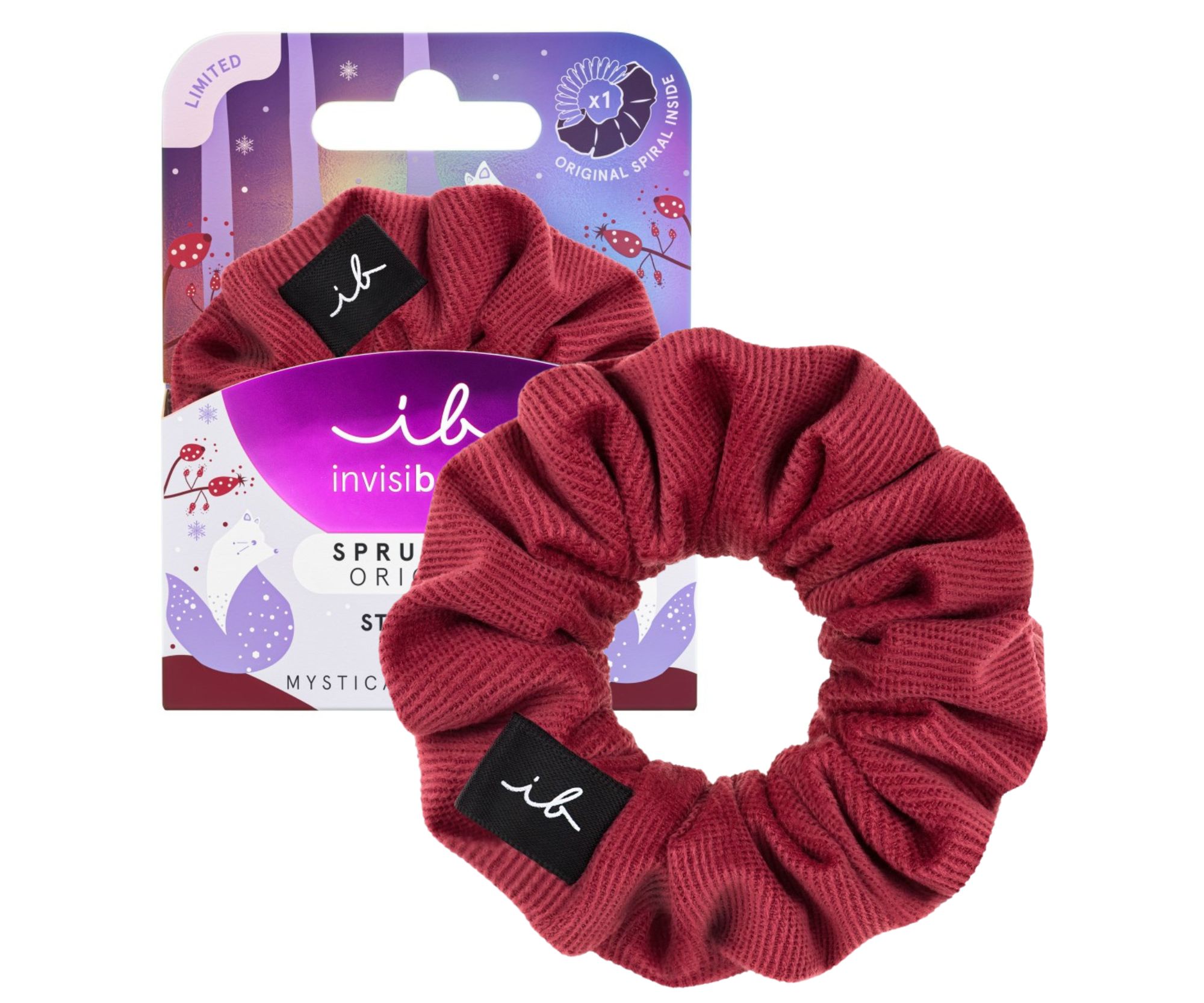 E-shop Ozdobná špirálová gumička do vlasov Invisibobble Sprunchie Original Mystica Make it Rein - malinová + darček zadarmo