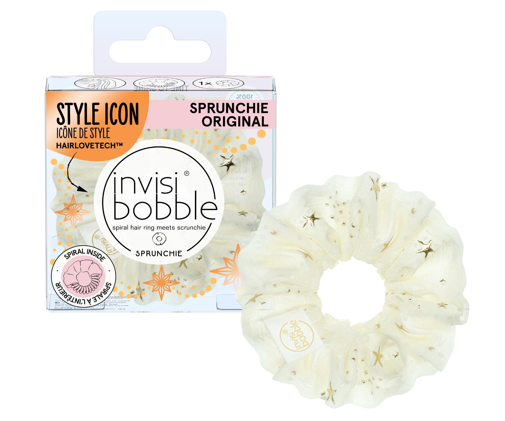 E-shop Ozdobná špirálová gumička do vlasov Invisibobble Sprunchie Original Time to Shine The Sparkle is Real - krémová
