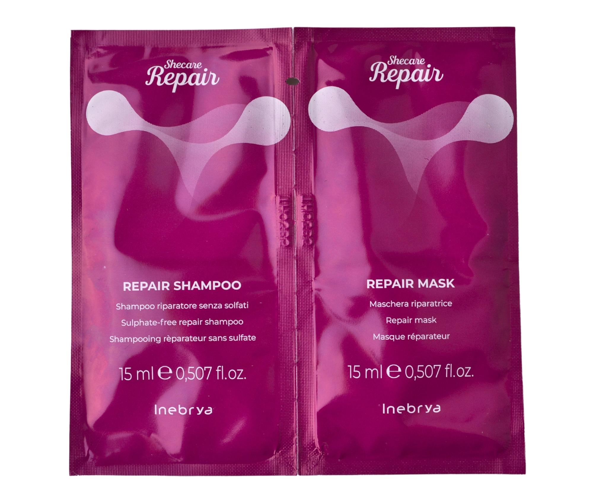 E-shop Šampón a maska pre veľmi poškodené vlasy Inebrya Shecare Repair - 2x15 ml