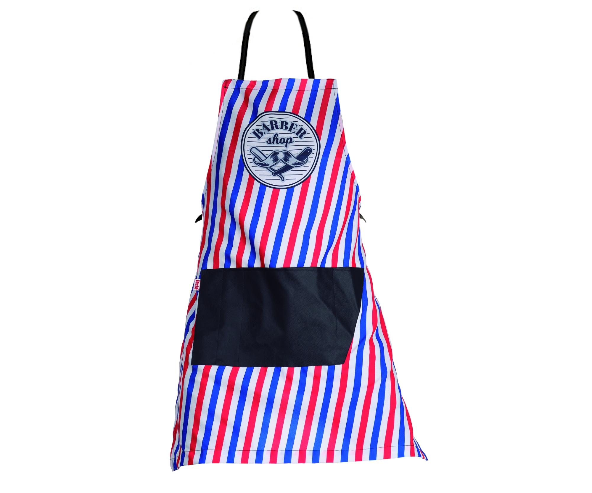 E-shop Barber zástera Eurostil Professional Delantal Barbero Con Bolsillo Negro - prúžky + darček zadarmo
