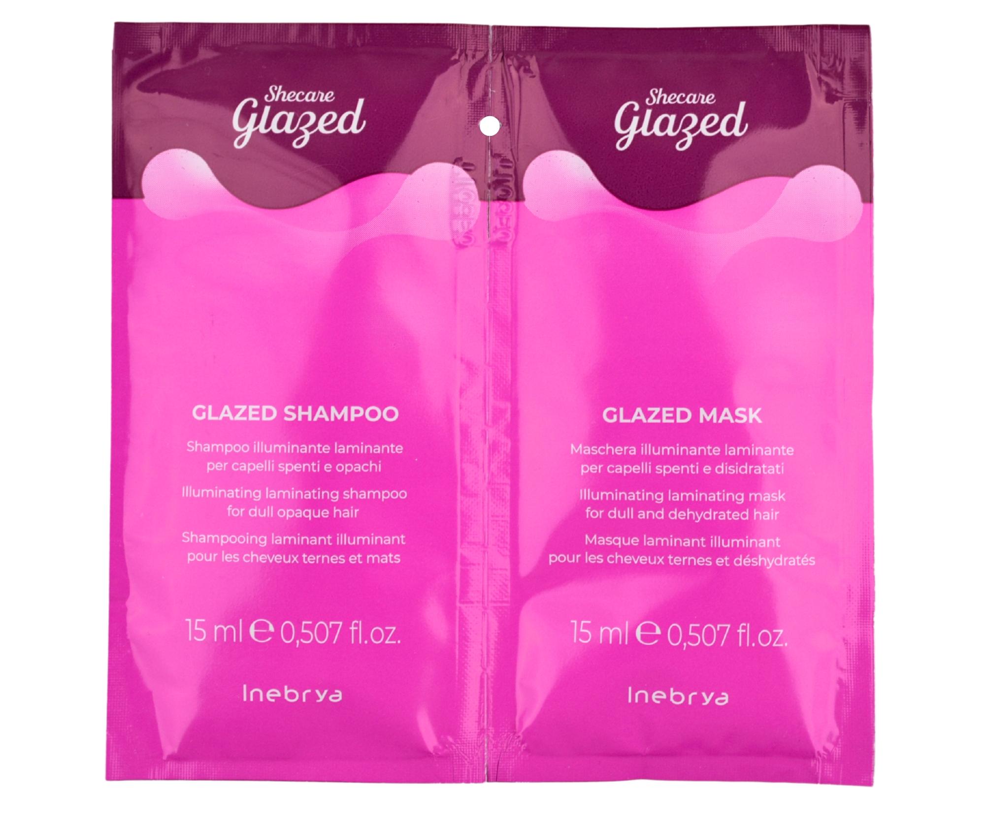 E-shop Šampón a maska na hydratáciu a rozjasnenie vlasov Inebrya Shecare Glazed - 2x15 ml