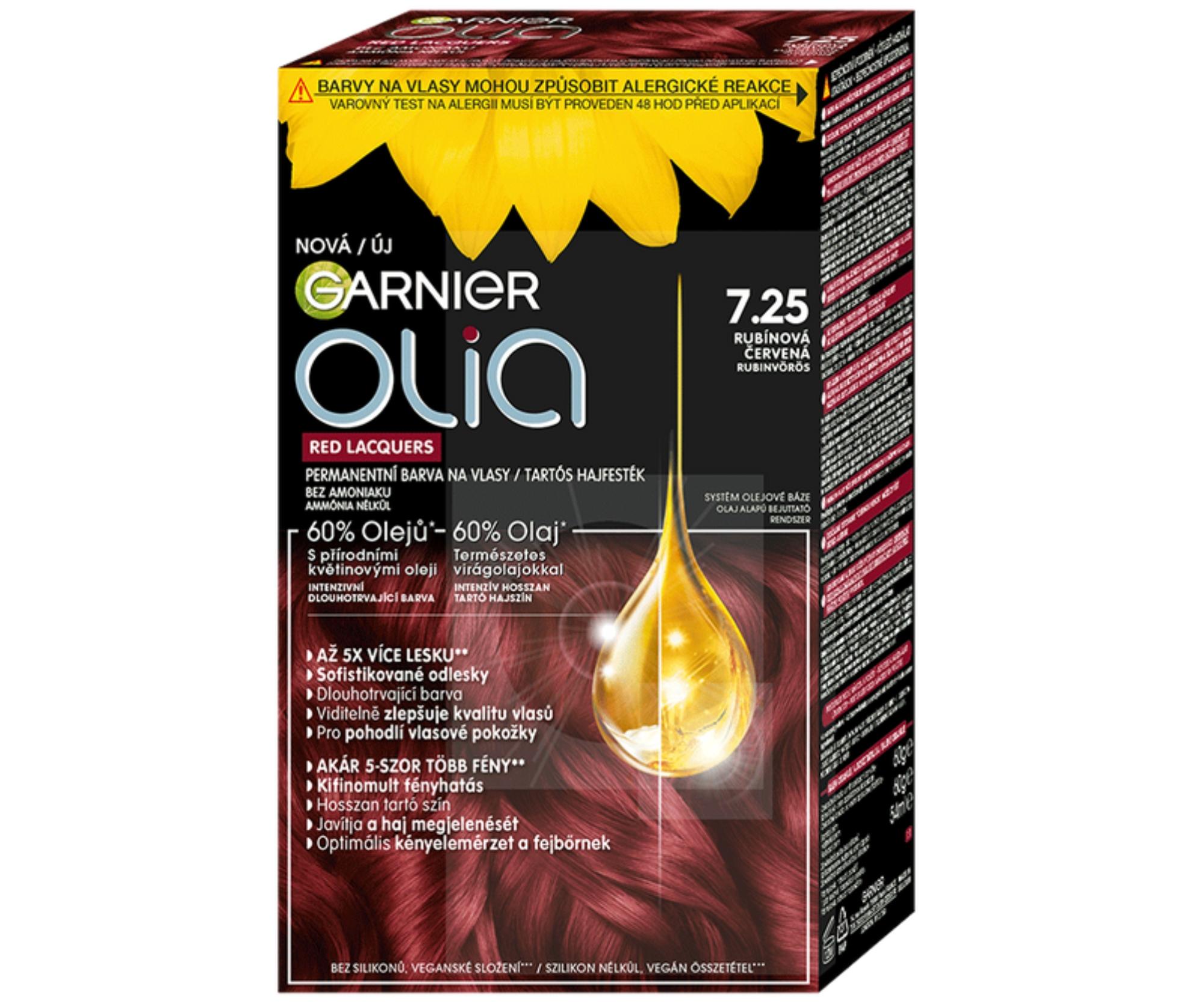 E-shop Permanentná olejová farba Garnier Olia 7.25 rubínovo červená + darček zadarmo