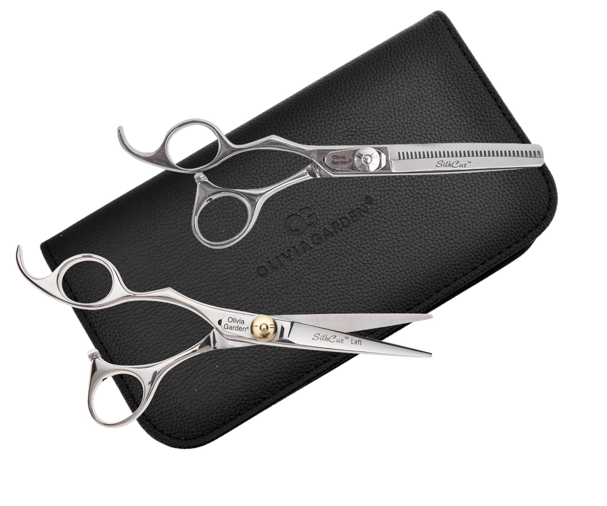 E-shop Súprava kaderníckych nožníc 5,75" a efilačných nožníc 6,35" pre ľavákov Olivia Garden SilkCut + darček zadarmo