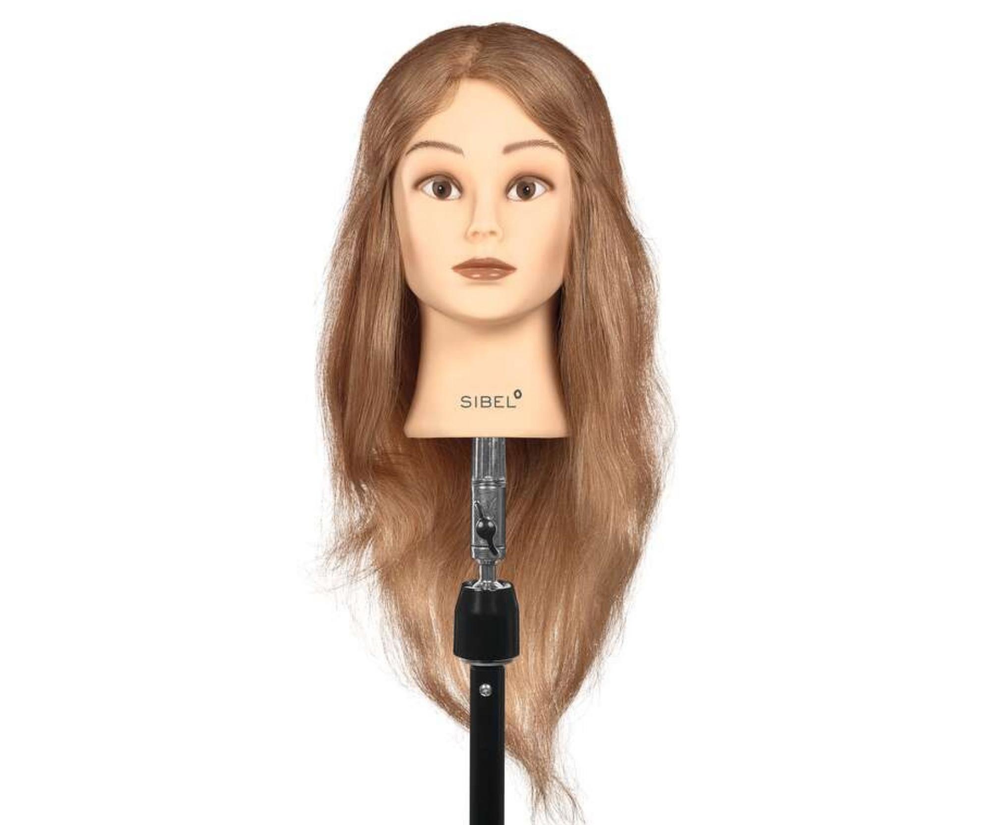 E-shop Cvičná hlava s prírodnými vlasmi Sibel Stephanie - blond, 35-45 cm + darček zadarmo