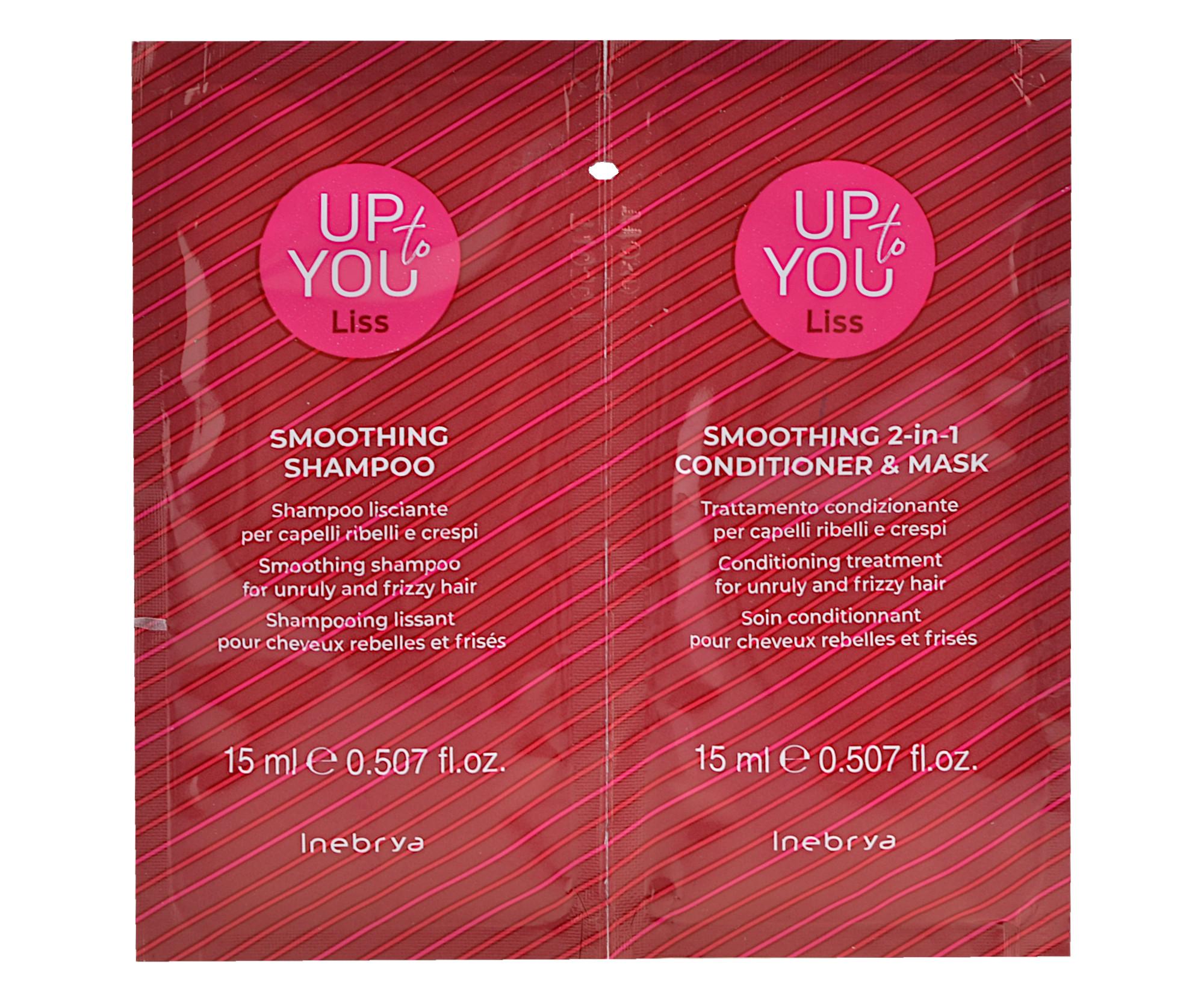 E-shop Uhladzujúci šampón a ošetrujúca kúra 2in1 pre nepoddajné a krepovaté vlasy Inebrya Up to You Liss Smoothing - 2x15 ml