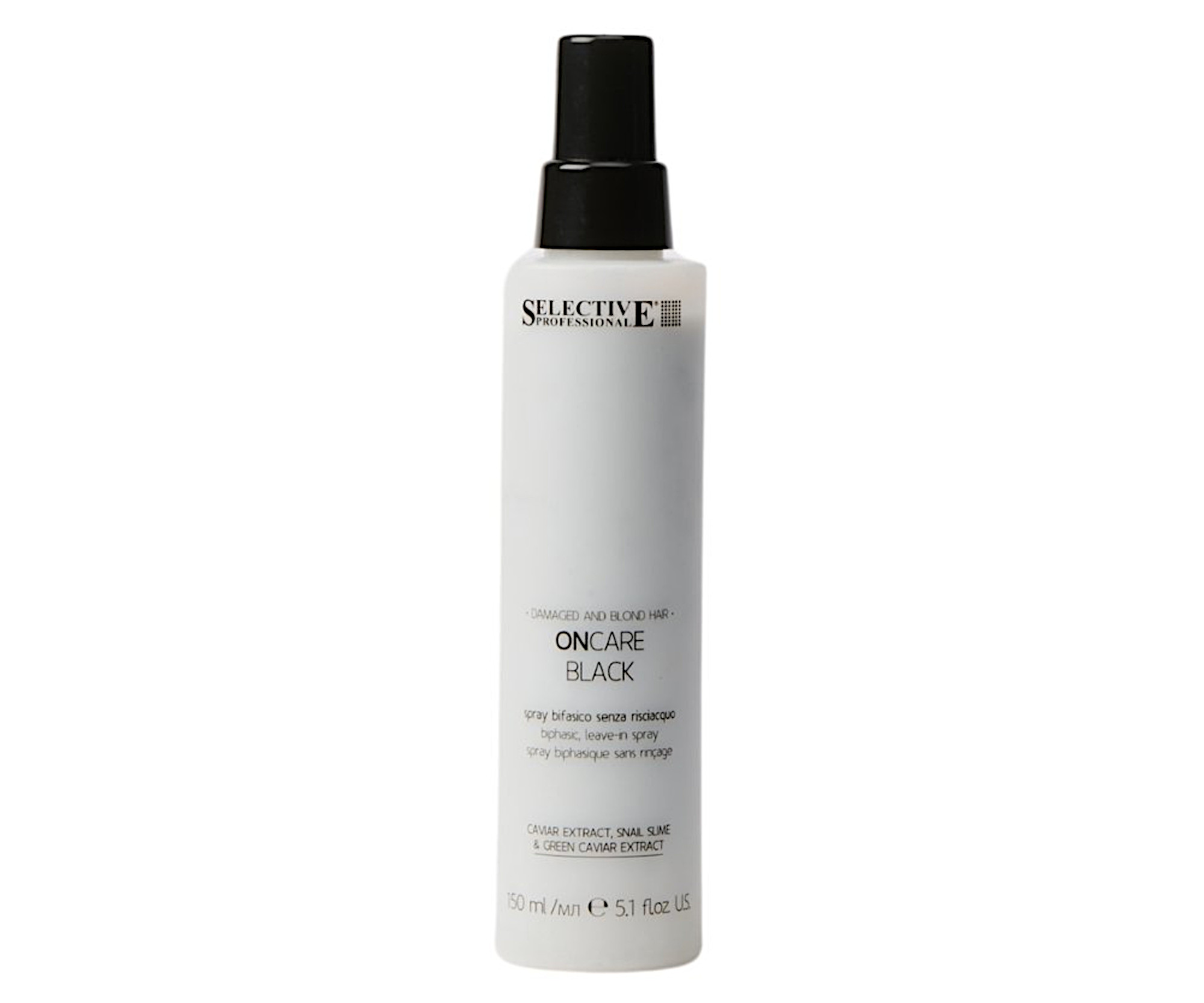 E-shop Dvojfázový bezoplachový sprej pre poškodené vlasy Selective Professional OnCare Black Leave-In Spray - 150 ml + darček zadarmo