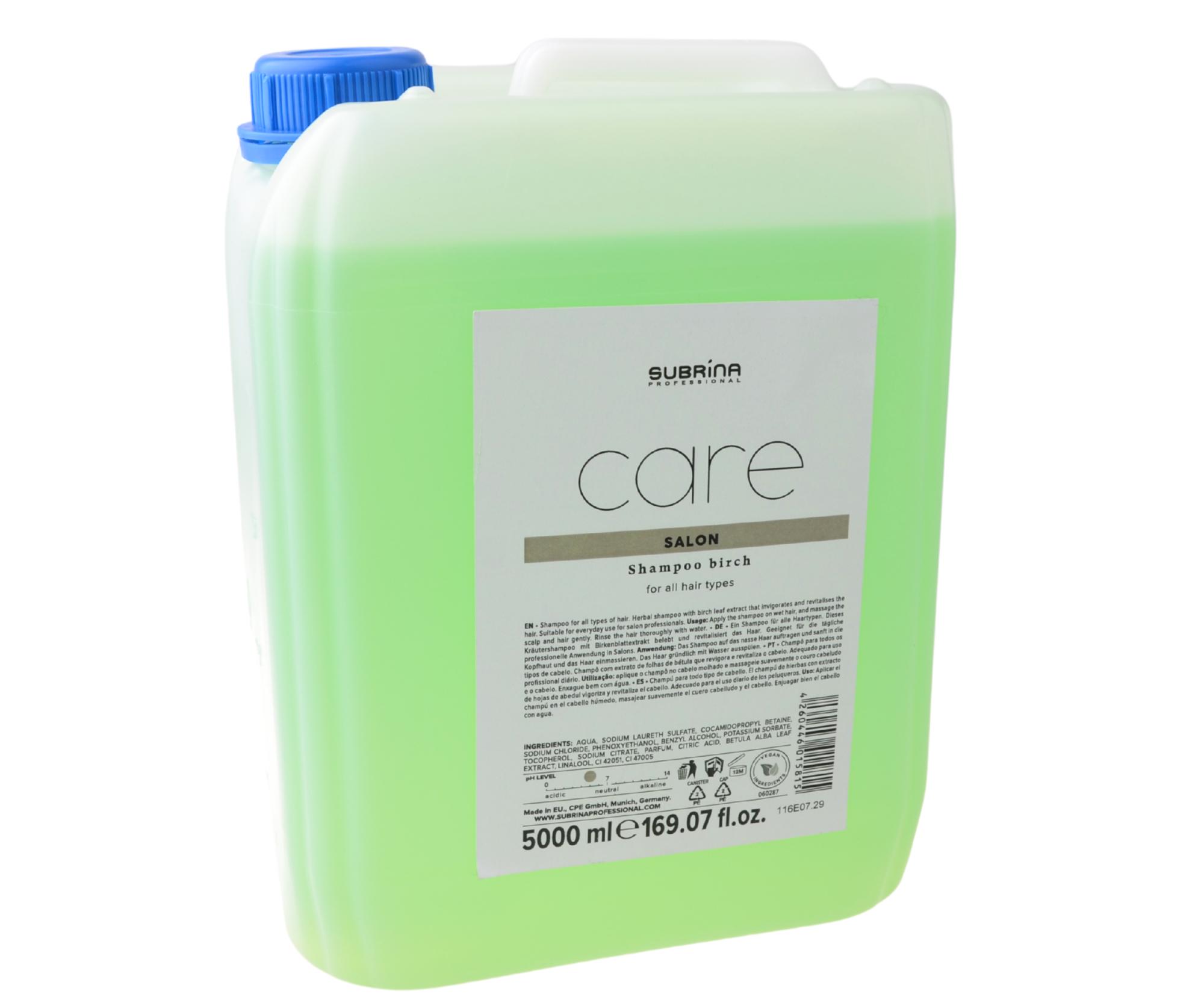 E-shop Brezový šampón pre všetky typy vlasov Subrina Professional Care Salon Shampoo Birch - 5000 ml (060287) + darček zadarmo