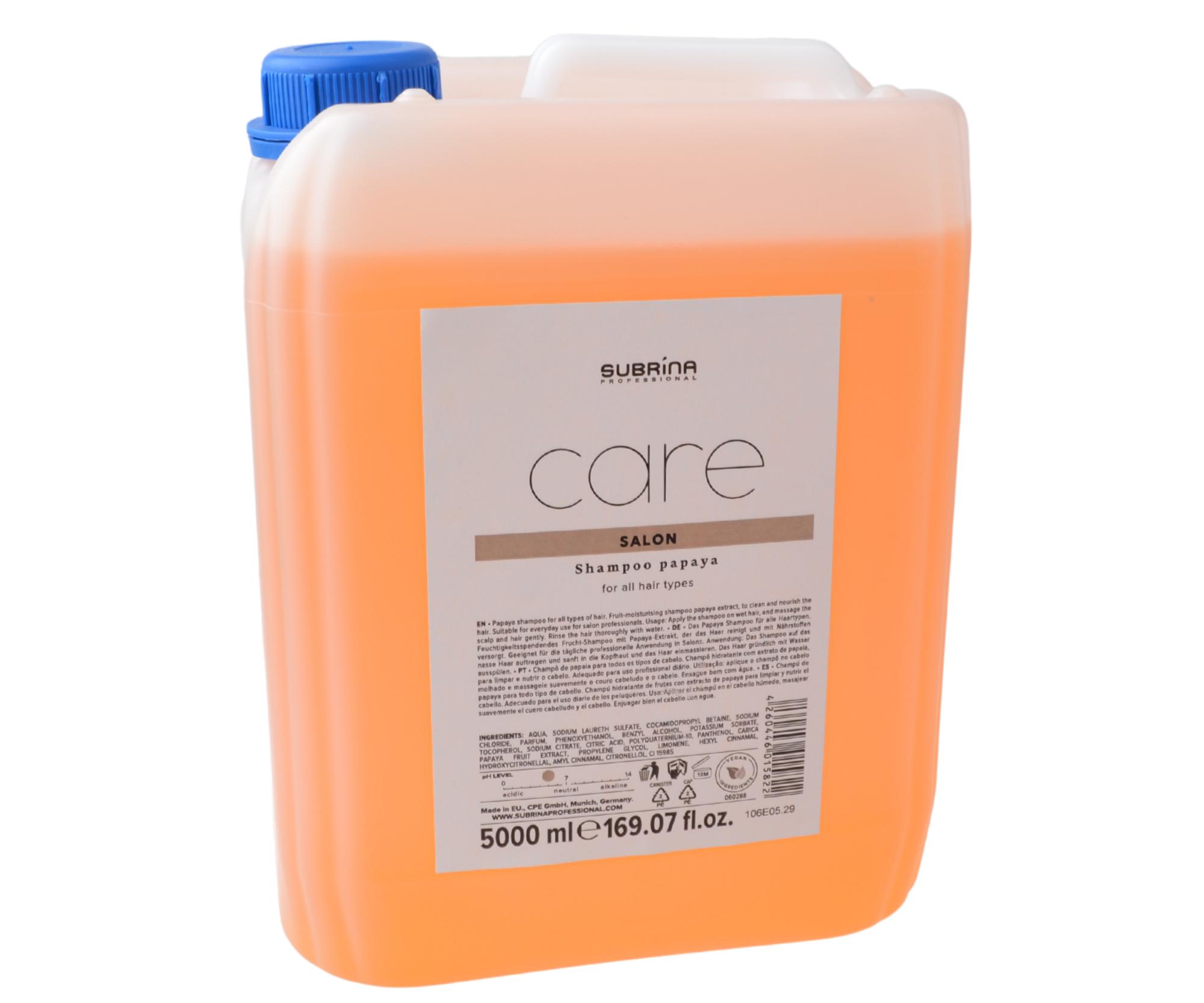 E-shop Hydratačný šampón pre všetky typy vlasov Subrina Professional Care Shampoo Papaya - 5000 ml (060288) + darček zadarmo