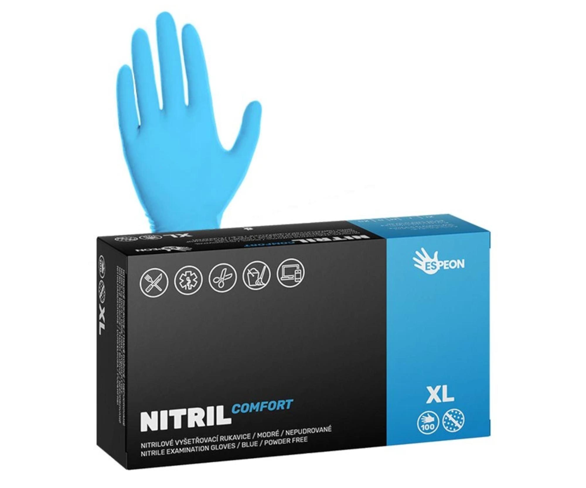 E-shop Nitrilové rukavice Espeon Nitril Comfort - 100 ks, modré, veľkosť XL (100011) + darček zadarmo