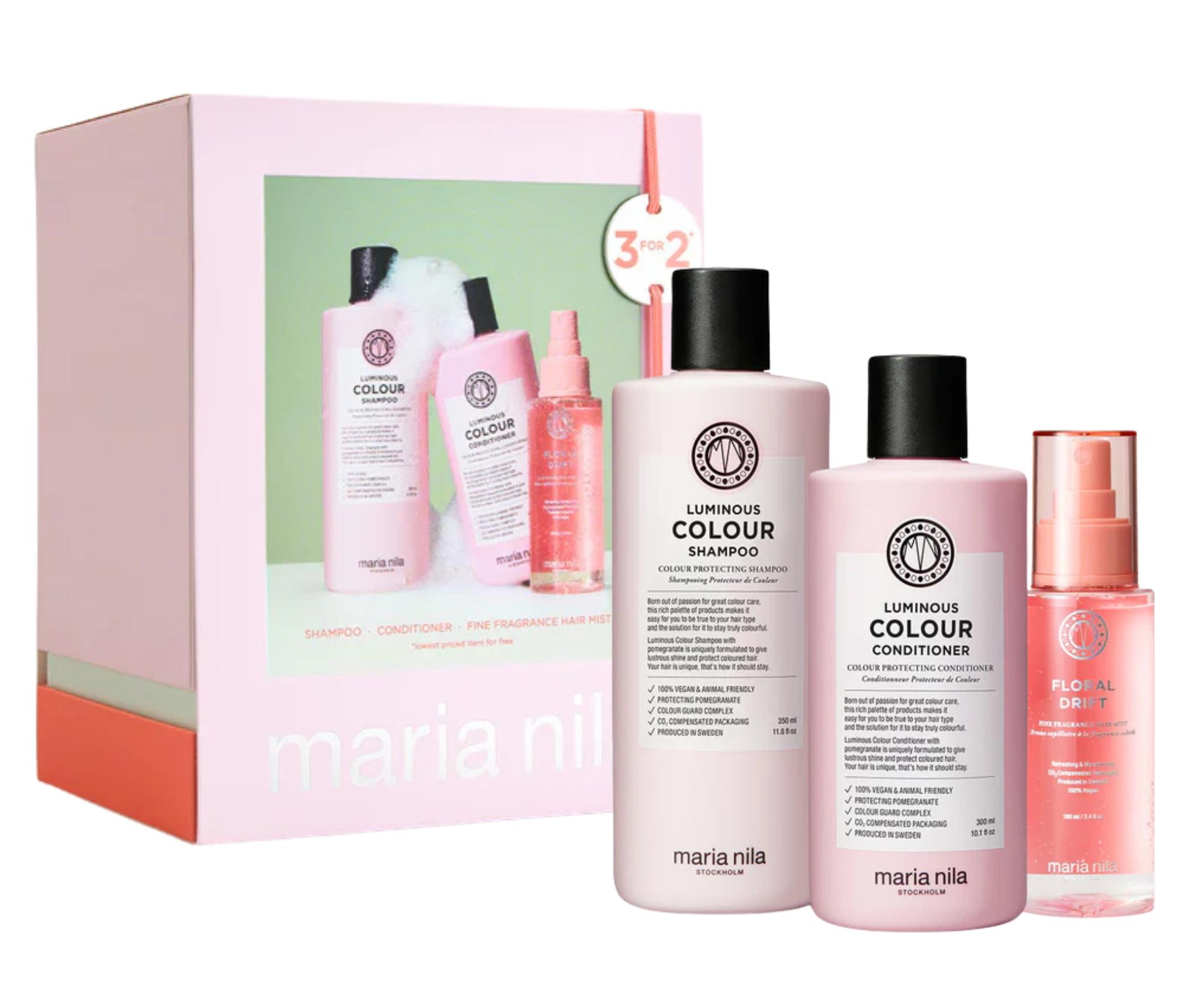 E-shop Darčeková sada na ochranu farbených vlasov Maria Nila Luminous Colour Holiday Box + darček zadarmo