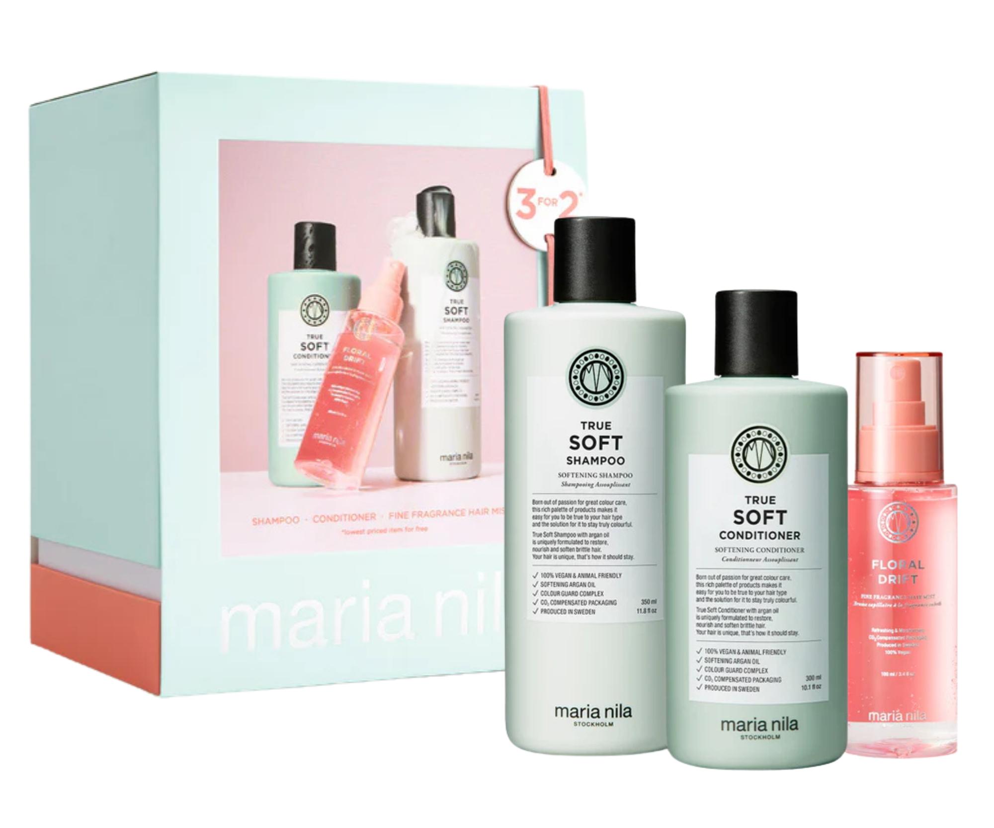 E-shop Darčeková sada na hydratáciu suchých vlasov s arganovým olejom Maria Nila True Soft Holiday Box + darček zadarmo