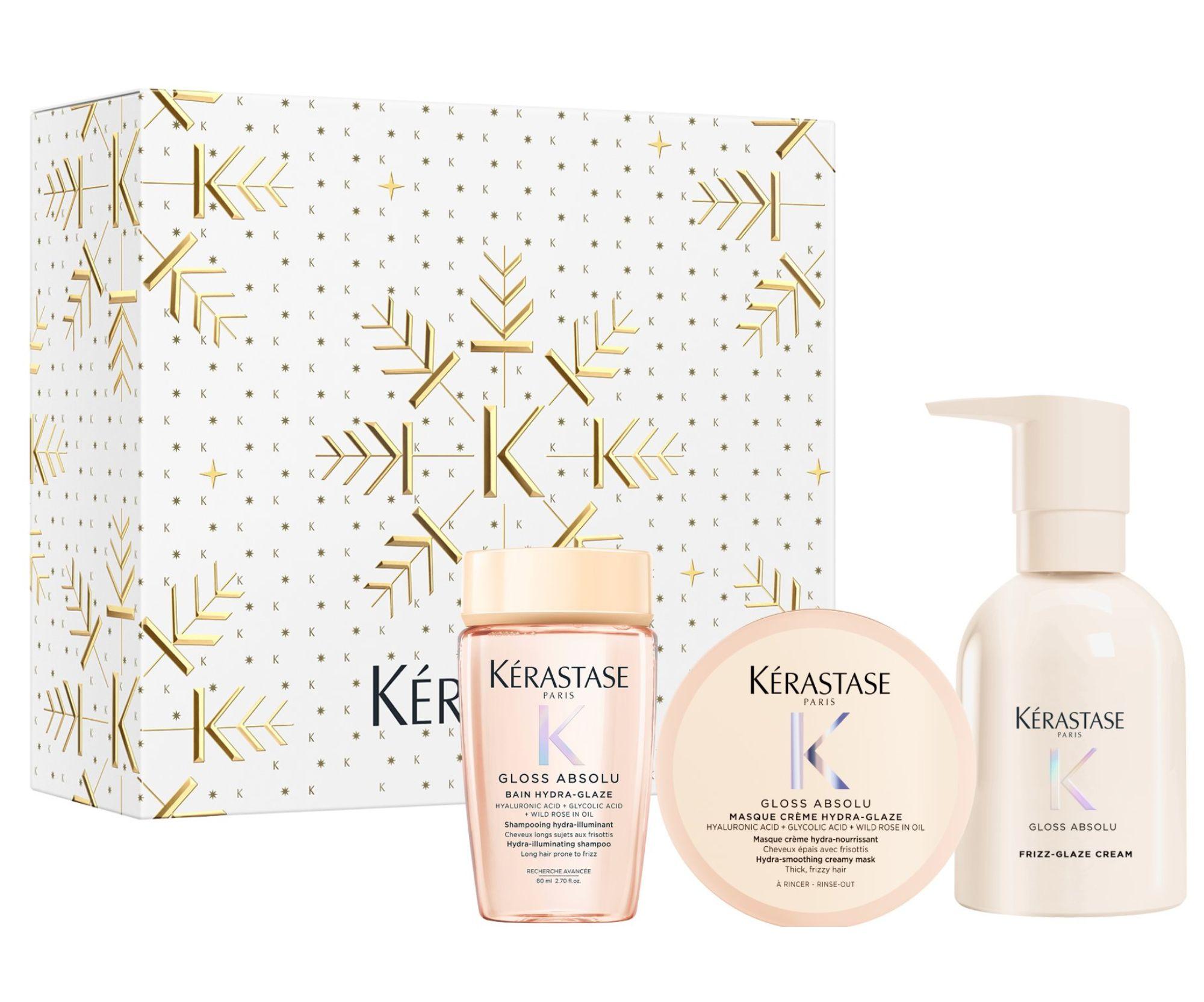 Darčeková sada pre hydratáciu a rozjasnenie vlasov so sklonom ku krepovateniu Kérastase Gloss Absolu Set + darček zadarmo