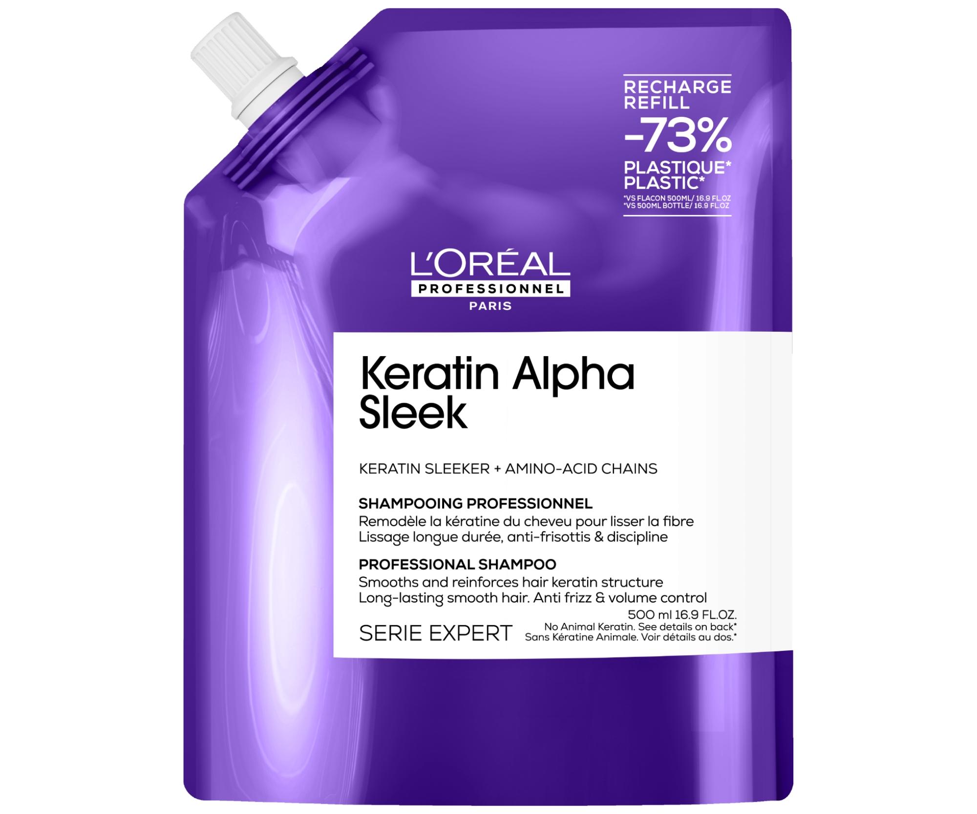 E-shop Šampón pre uhladenie krepatých vlasov Loréal Professionnel Serie Expert Keratin Alpha Sleek - 500 ml, náhradná náplň - L’Oréal Professionnel + darček