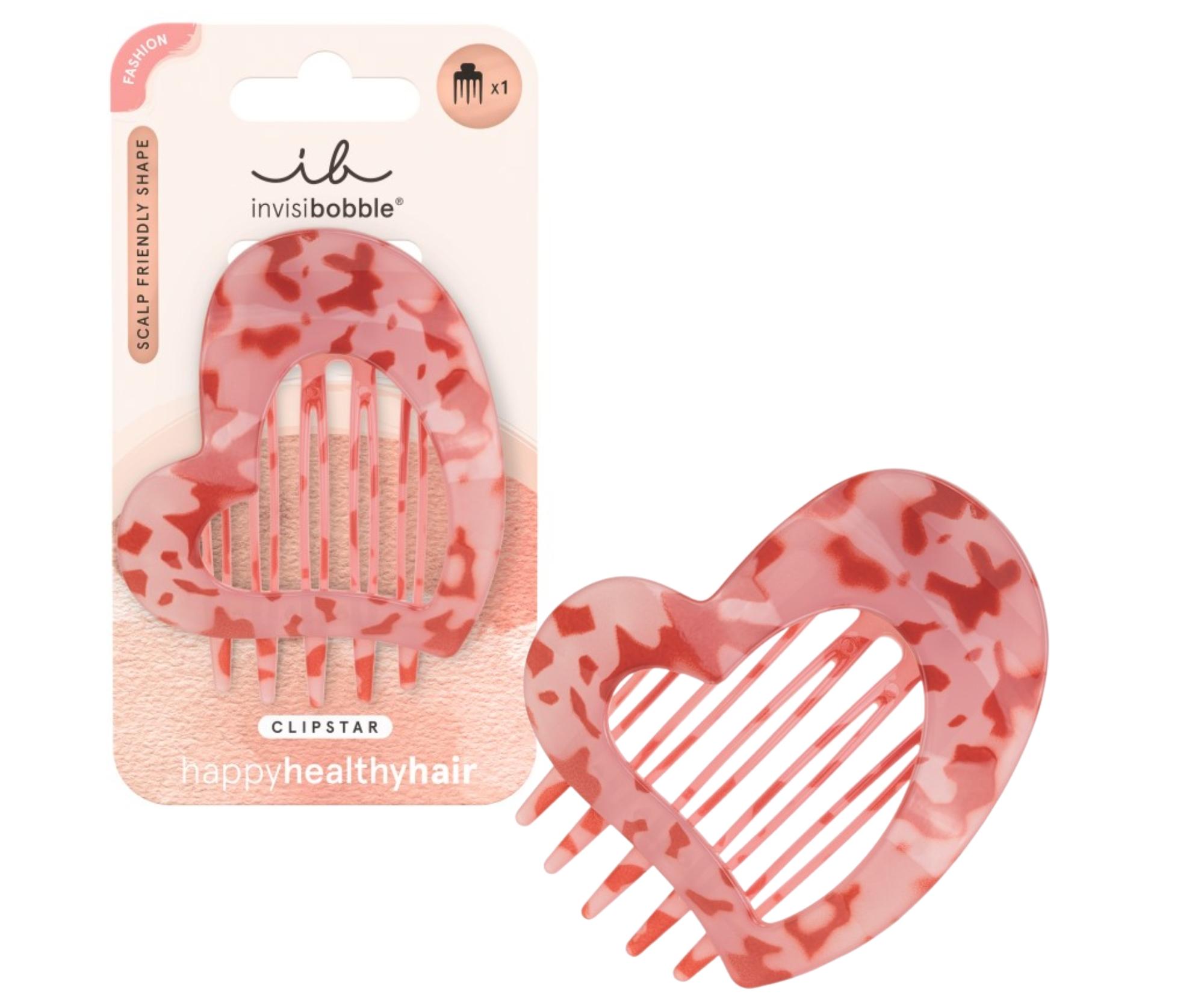 E-shop Ozdobný škripec do vlasov Invisibobble Clipstar Lovers Hug - ružový s mramorovým vzorom + darček zadarmo