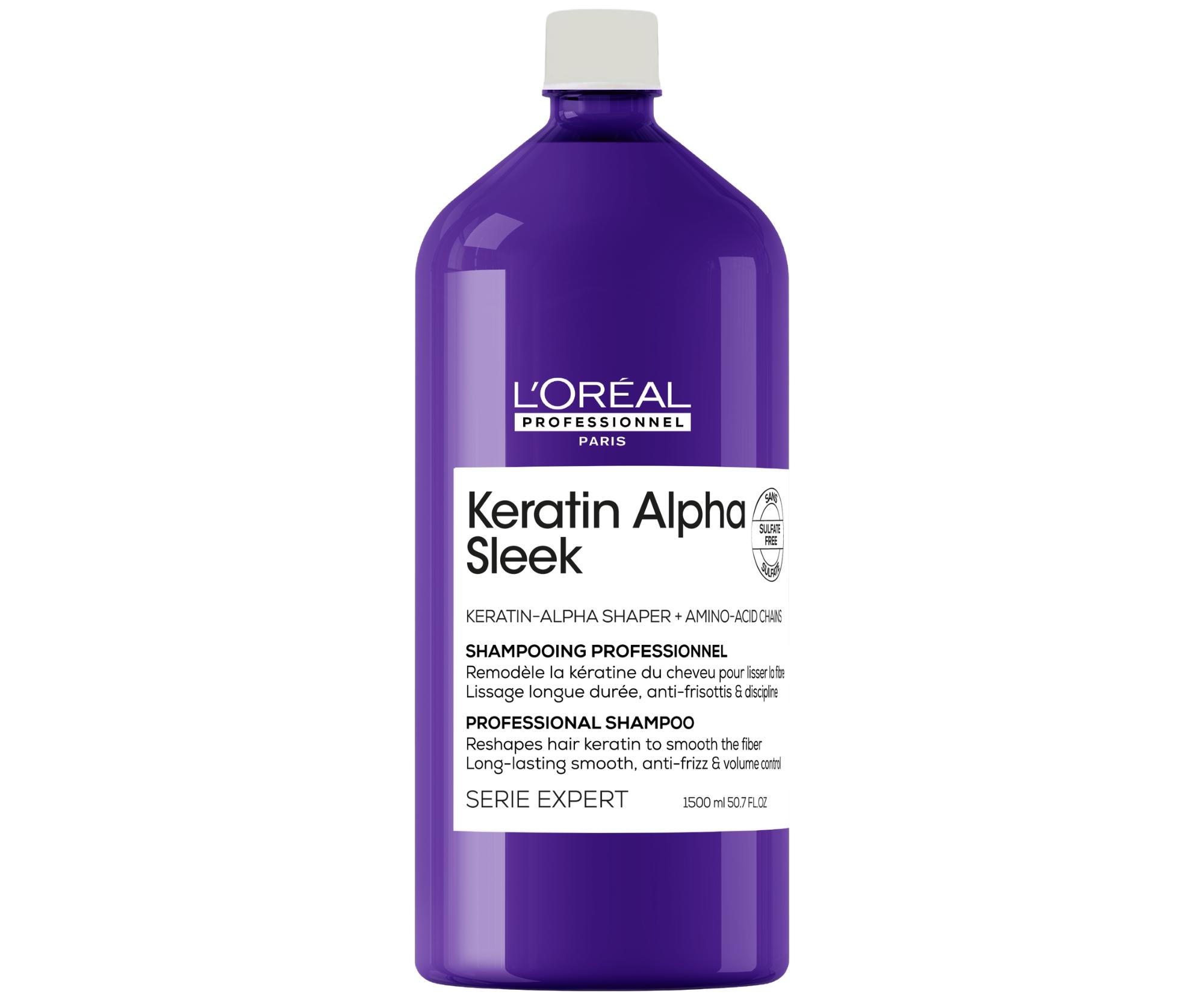 E-shop Šampón pre dlhotrvajúce uhladenie krepatých vlasov Loréal Professionnel Serie Expert Keratin Alpha Sleek - 1500 ml - L’Oréal Professionnel + darček za