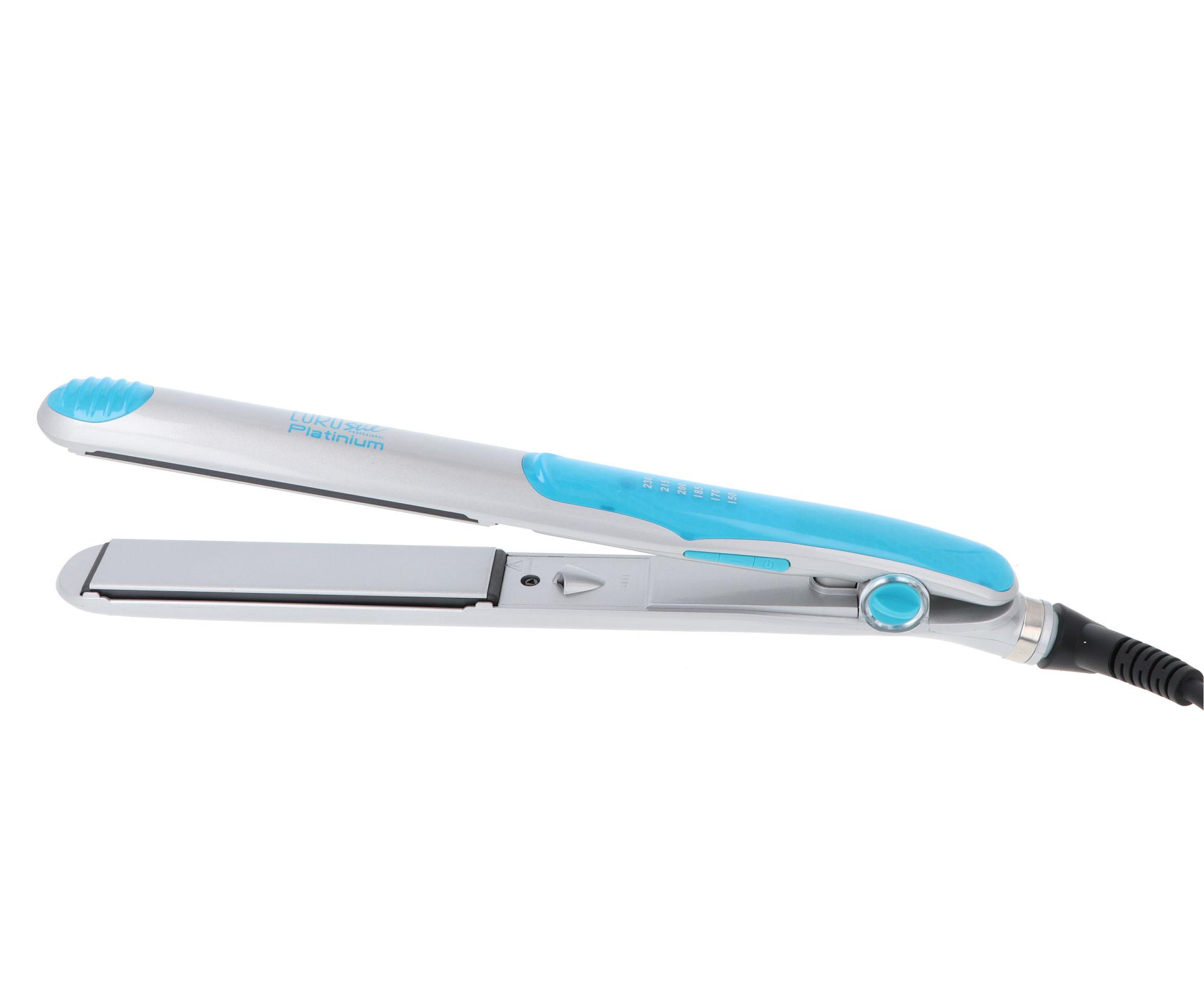 E-shop Profesionálna žehlička na vlasy Eurostil Professional Platinium Ceramic Tourmaline Straightener - strieborná/modrá (06145) + darček zadarmo