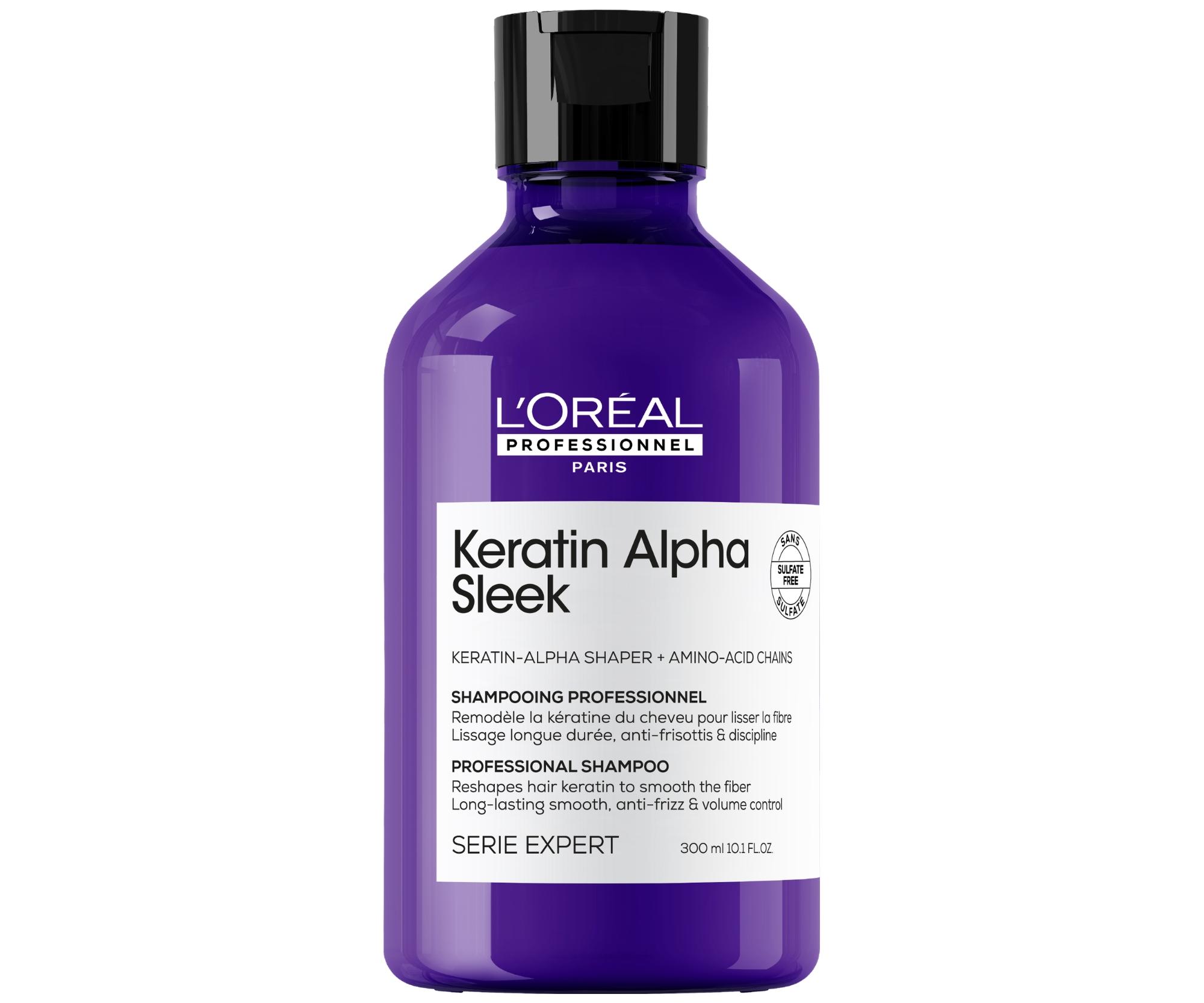 E-shop Šampón pre dlhotrvajúce uhladenie krepatých vlasov Loréal Professionnel Serie Expert Keratin Alpha Sleek - 300 ml - L’Oréal Professionnel + darček zad
