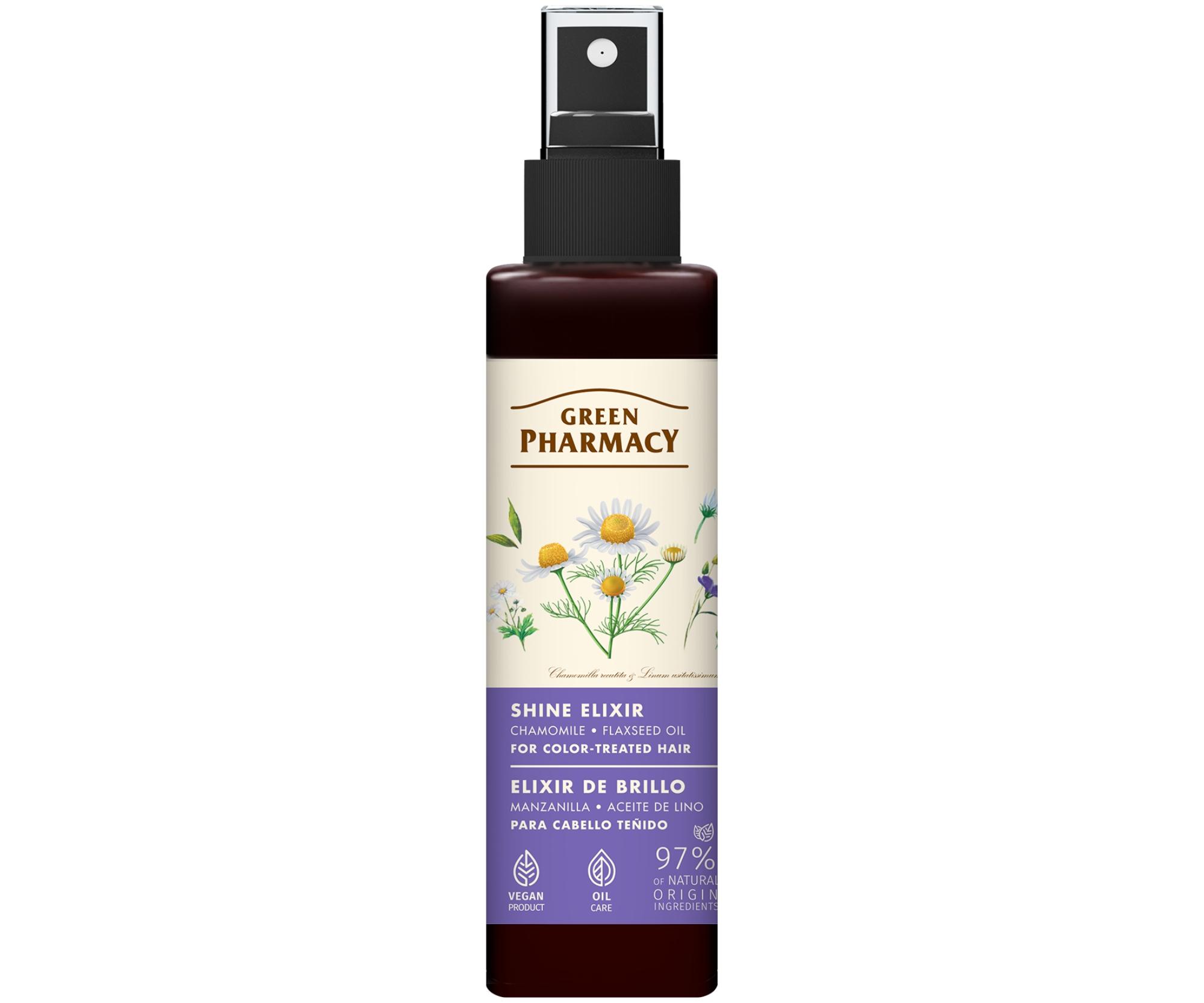 E-shop Bezoplachový sprej pre farbené vlasy Green Pharmacy Shine Elixir - 150 ml