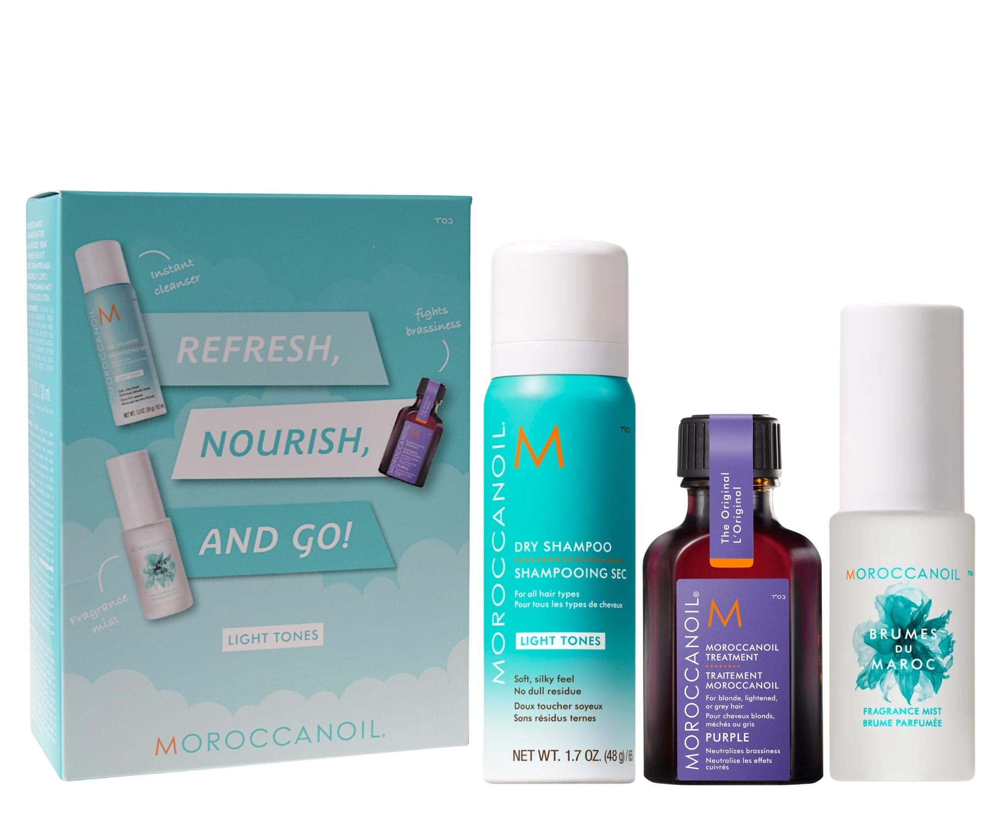 E-shop Darčeková sada na osvieženie a vyživenie svetlých odtieňov vlasov Moroccanoil Refresh Nourish And Go + darček zadarmo