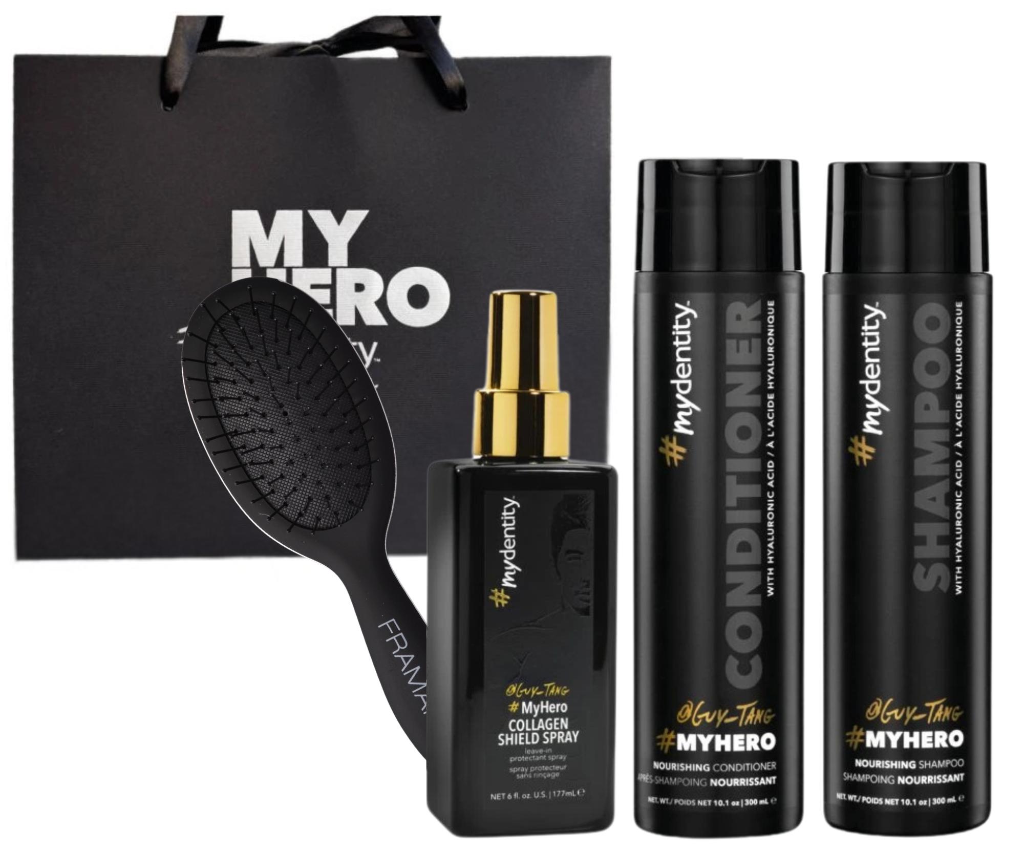 E-shop Sada pre výživu a hydratáciu vlasov #mydentity MyHero Nourishing s darčekovou taškou a mini kefou Framar - čierna + darček zadarmo