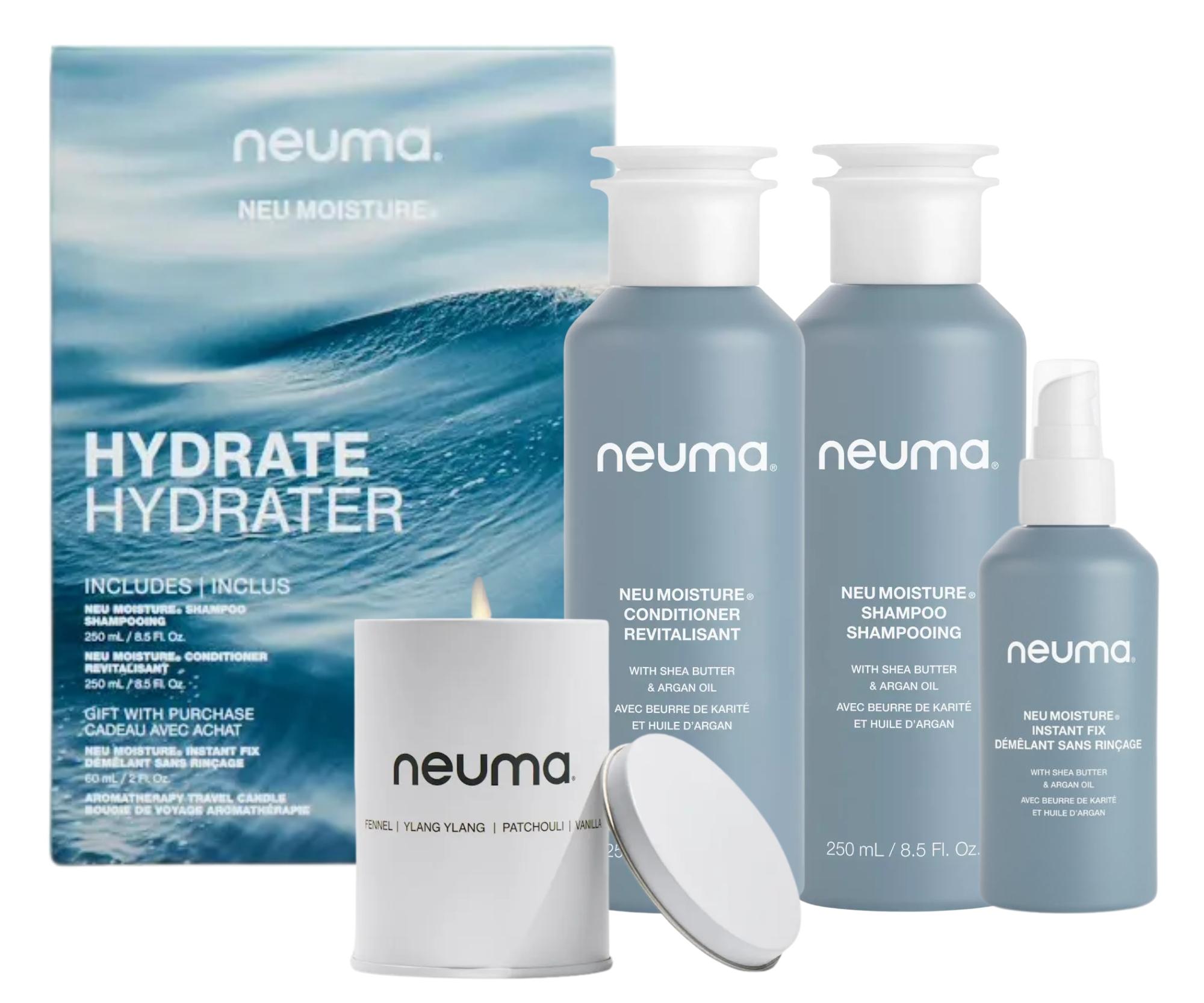 E-shop Darčeková sada na hydratáciu suchých a poškodených vlasov Neuma Neu Moisture Hydrate + sviečka a sprej zadarmo + darček zadarmo
