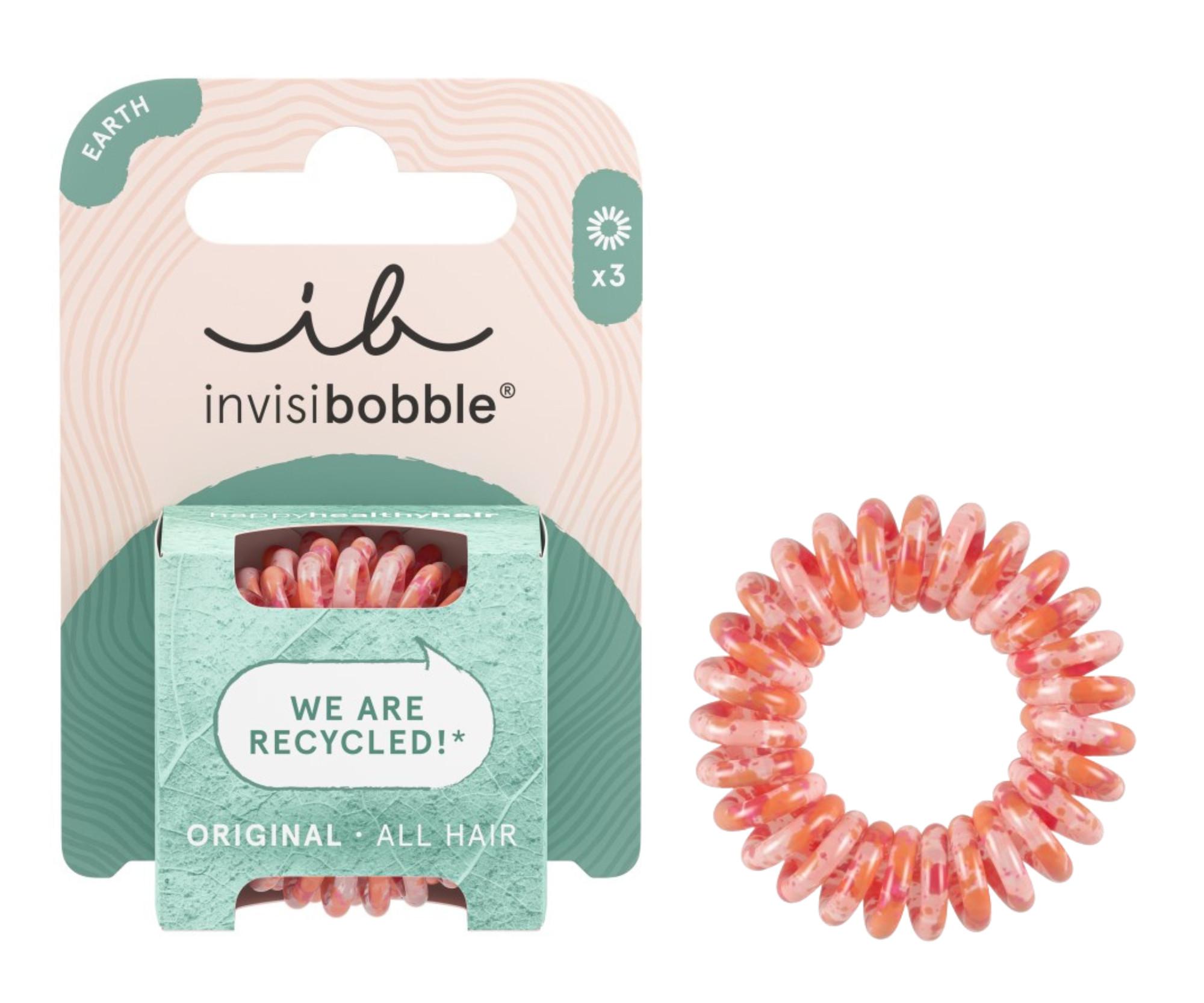 E-shop Špirálová gumička z recyklovaného materiálu Invisibobble Original Save It Or Waste It - koralová, 3 ks + darček zadarmo