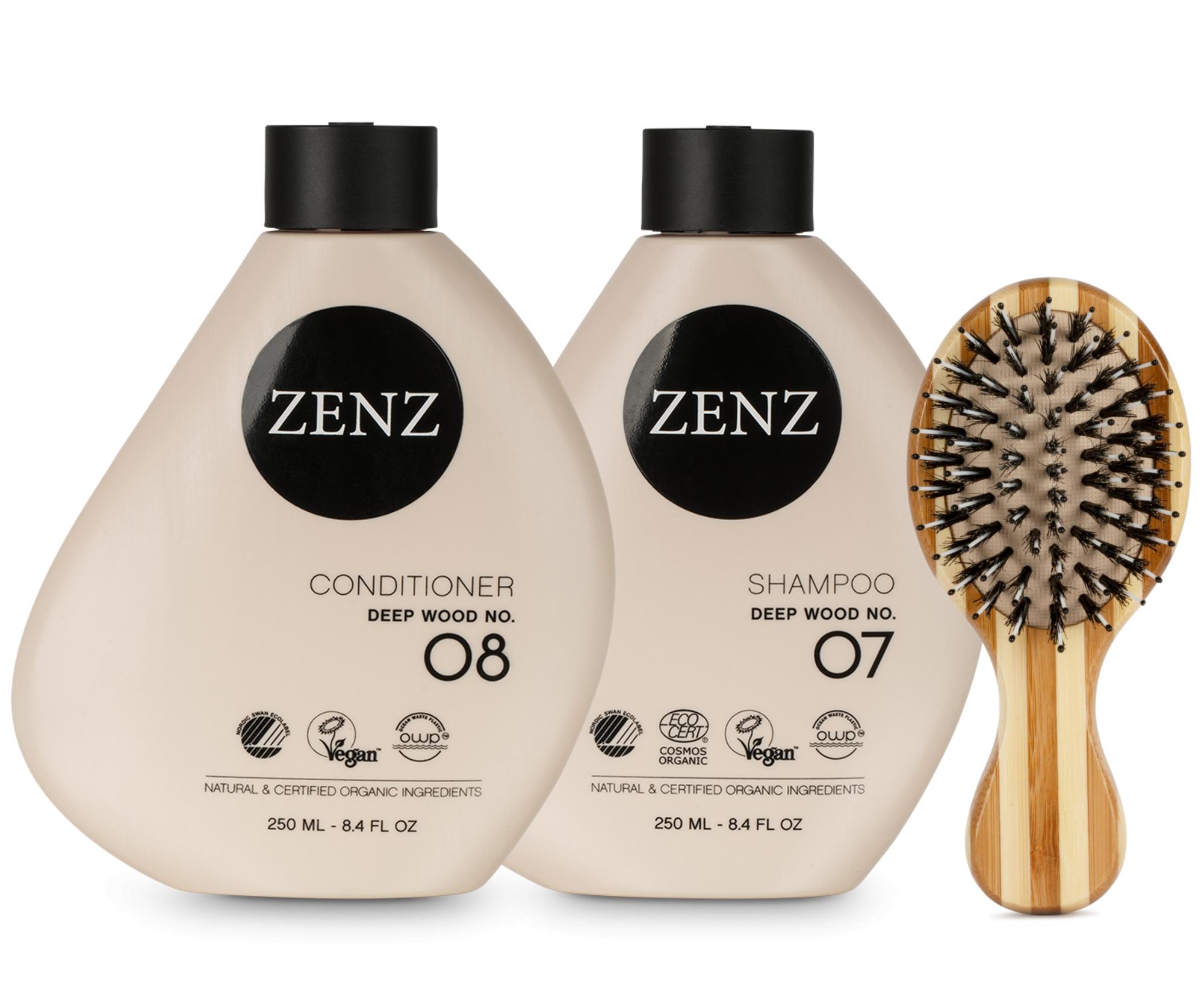 E-shop Sada na hydratáciu suchých a kučeravých vlasov Zenz Deep Wood + mini kefa Zenz Boar Brush Mini zadarmo + darček zadarmo