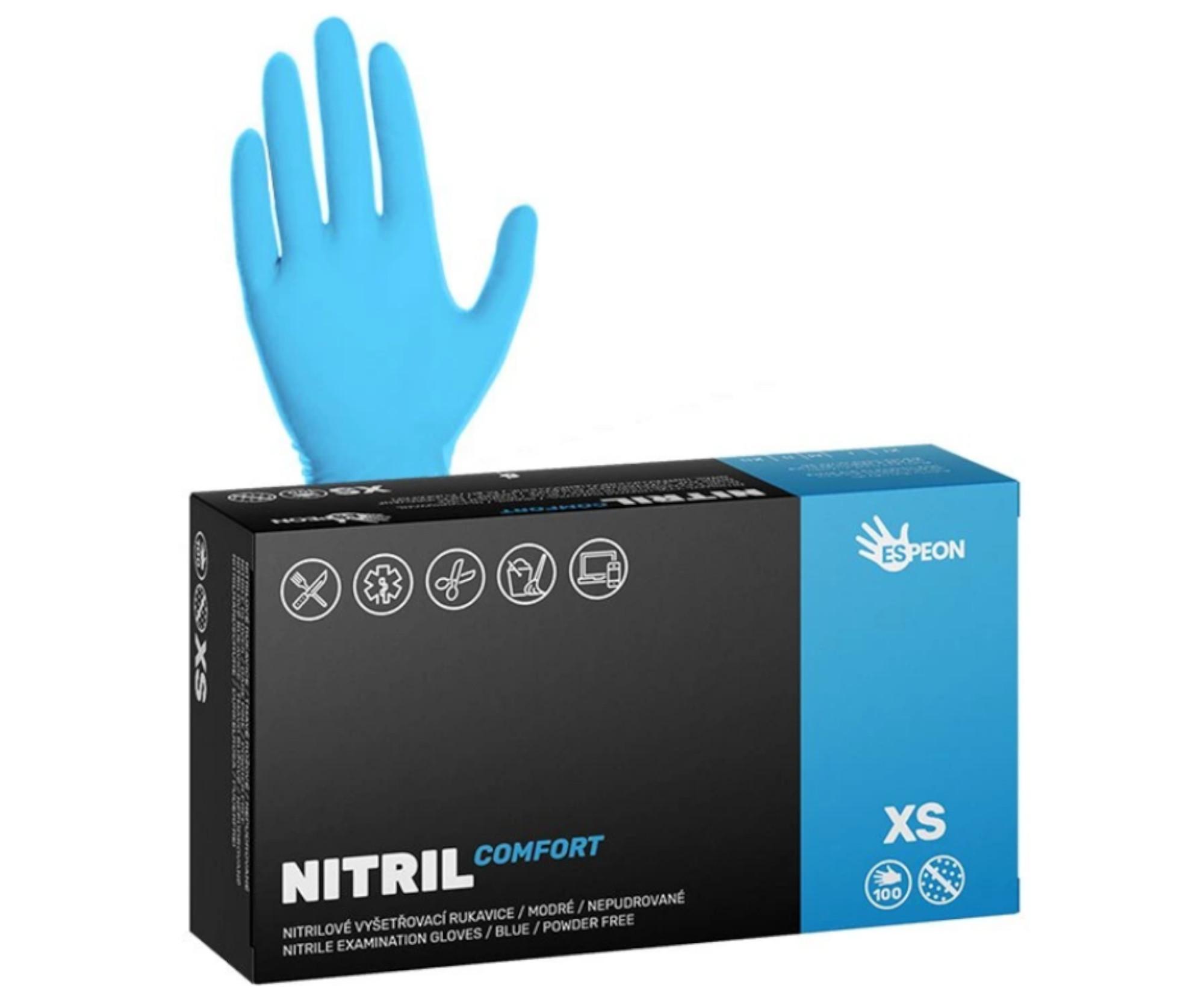 E-shop Nitrilové rukavice Espeon Nitril Comfort - 100 ks, modré, veľkosť XS (100029) + darček zadarmo