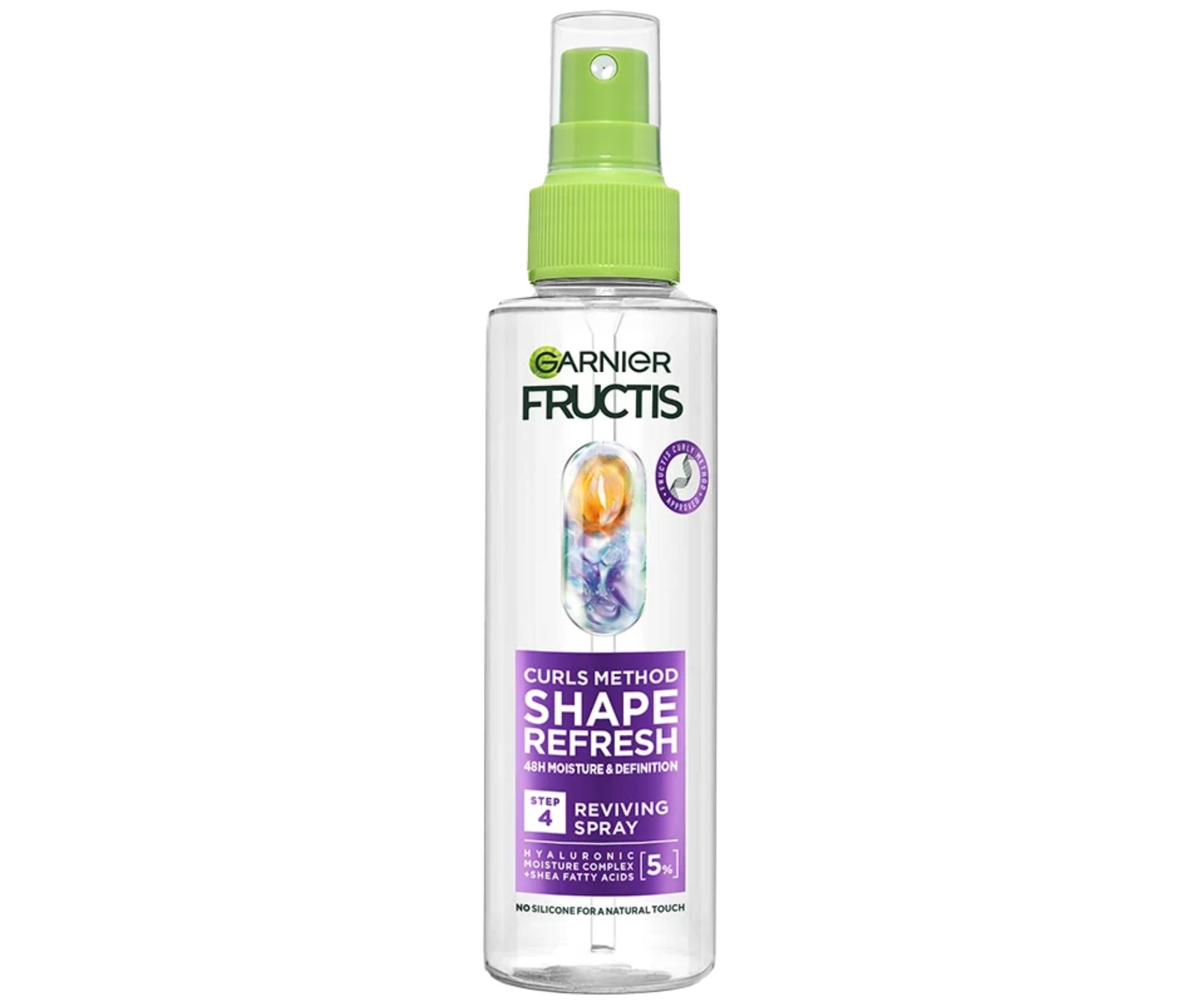 Hydratačný bezoplachový sprej pre suché vlnité a kučeravé vlasy Garnier Fructis Curls Method Shape Refresh Step 4 - 150 ml + darček zadarmo