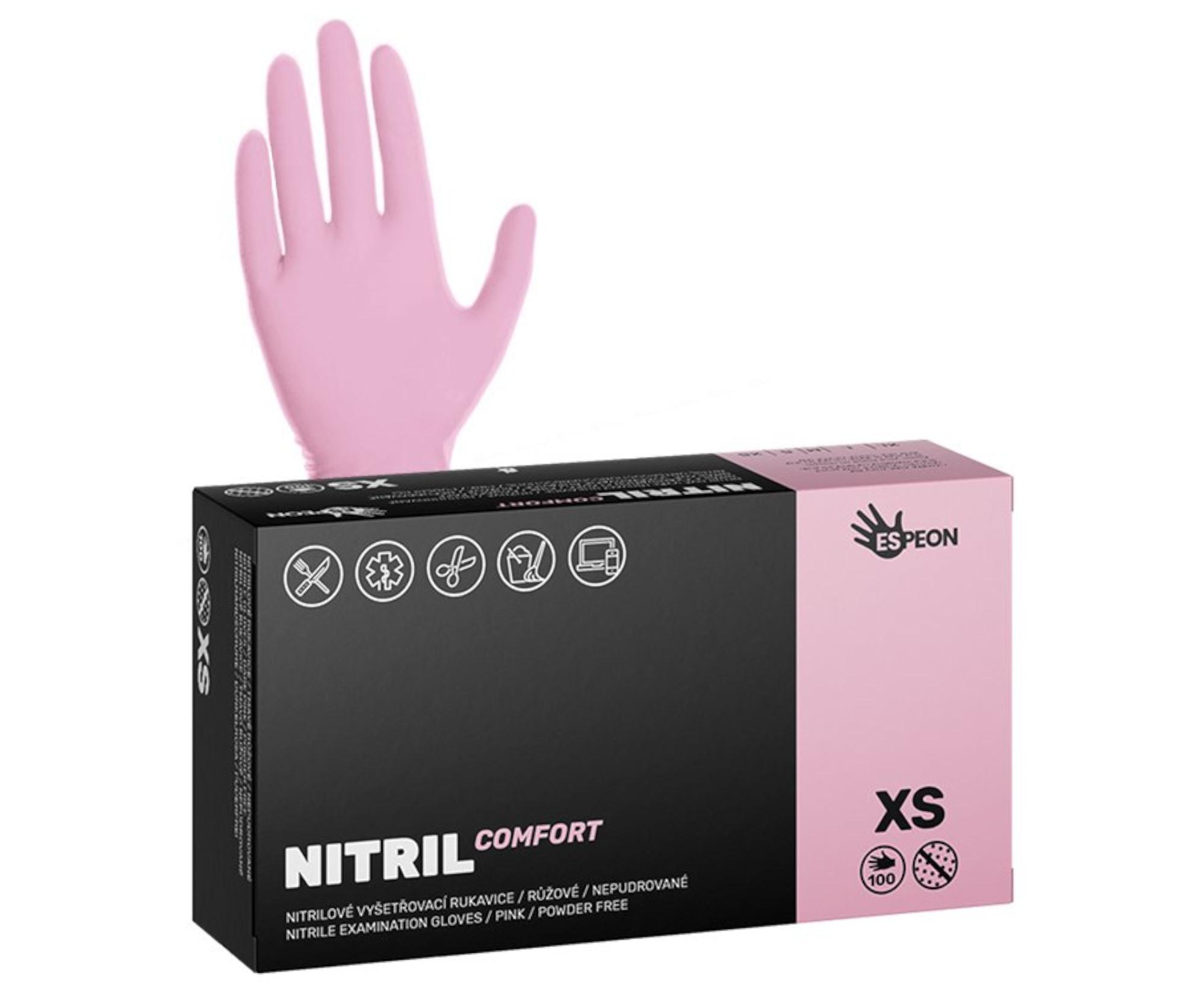 E-shop Nitrilové rukavice Espeon Nitril Comfort - 100 ks, ružové, veľkosť XS (100032) + darček zadarmo