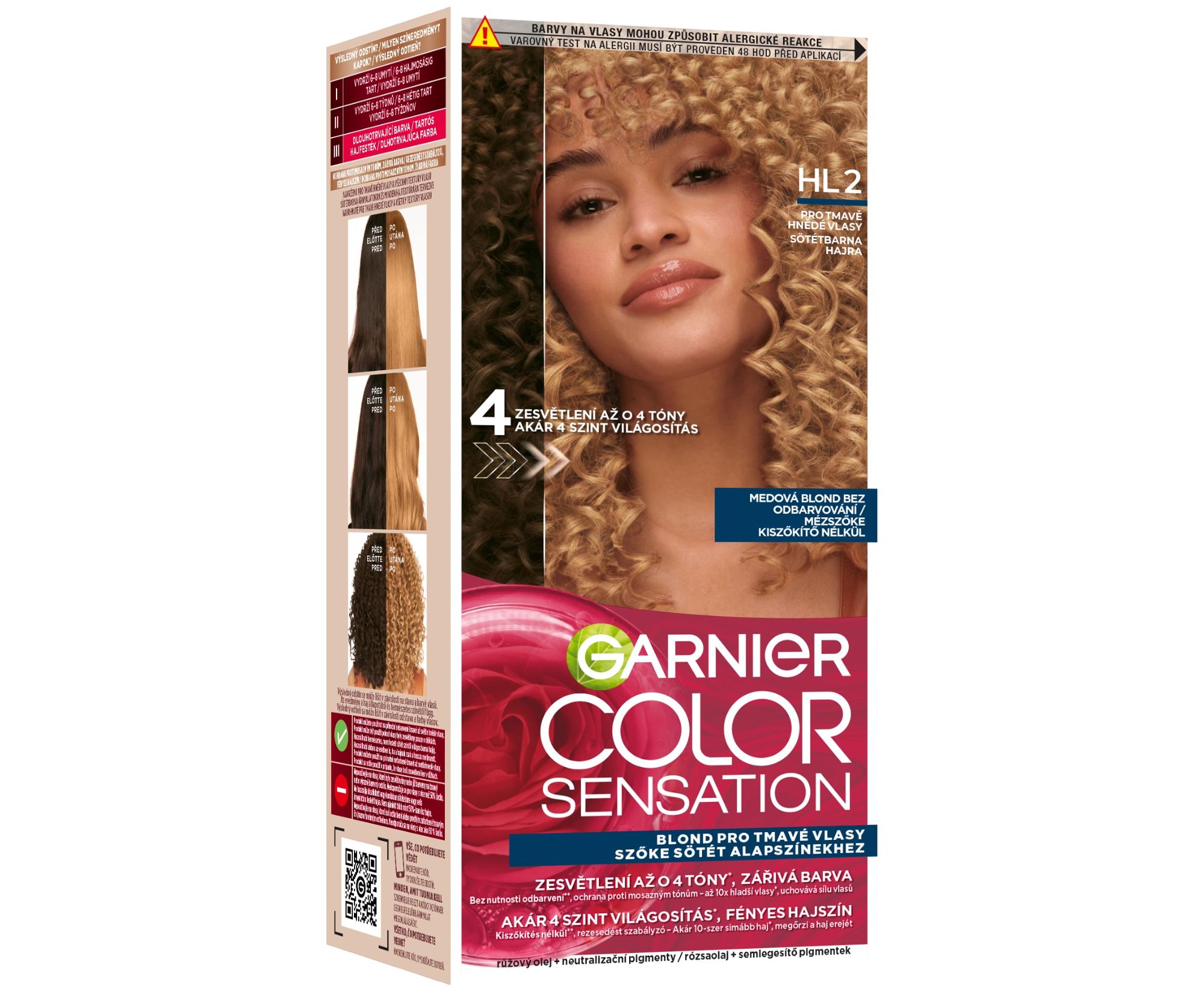 E-shop Permanentná zosvetľujúca farba na vlasy Garnier Color Sensation - HL2 medová blond + darček zadarmo