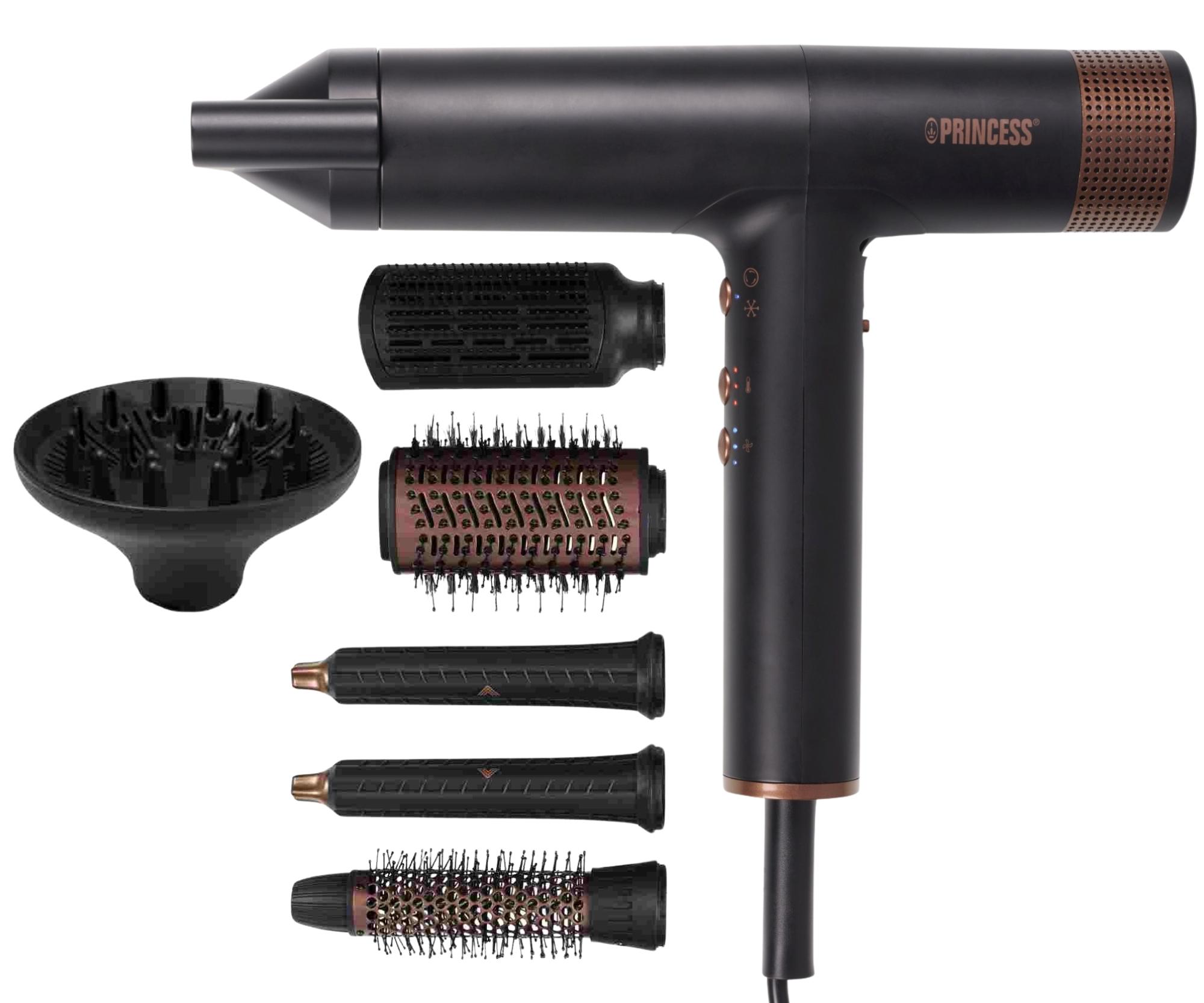 Multifunkčný stylingový kulmofén so siedmimi nástavcami Princess Airstyler Pro - 2000 W, čierny (529205) + darček zadarmo