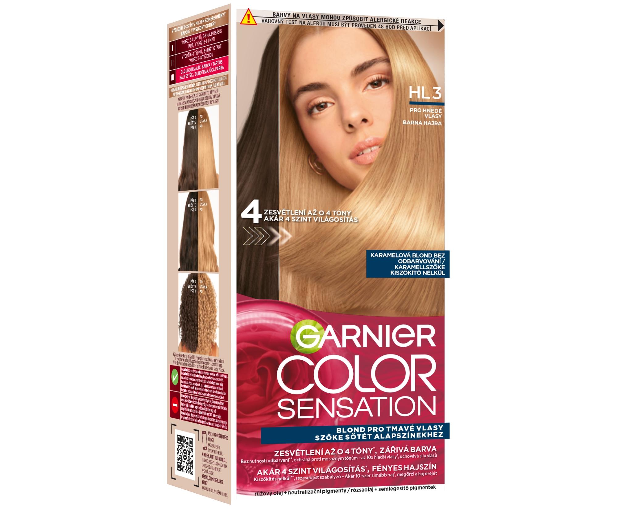 E-shop Permanentná zosvetľujúca farba na vlasy Garnier Color Sensation - HL3 karamelová blond + darček zadarmo