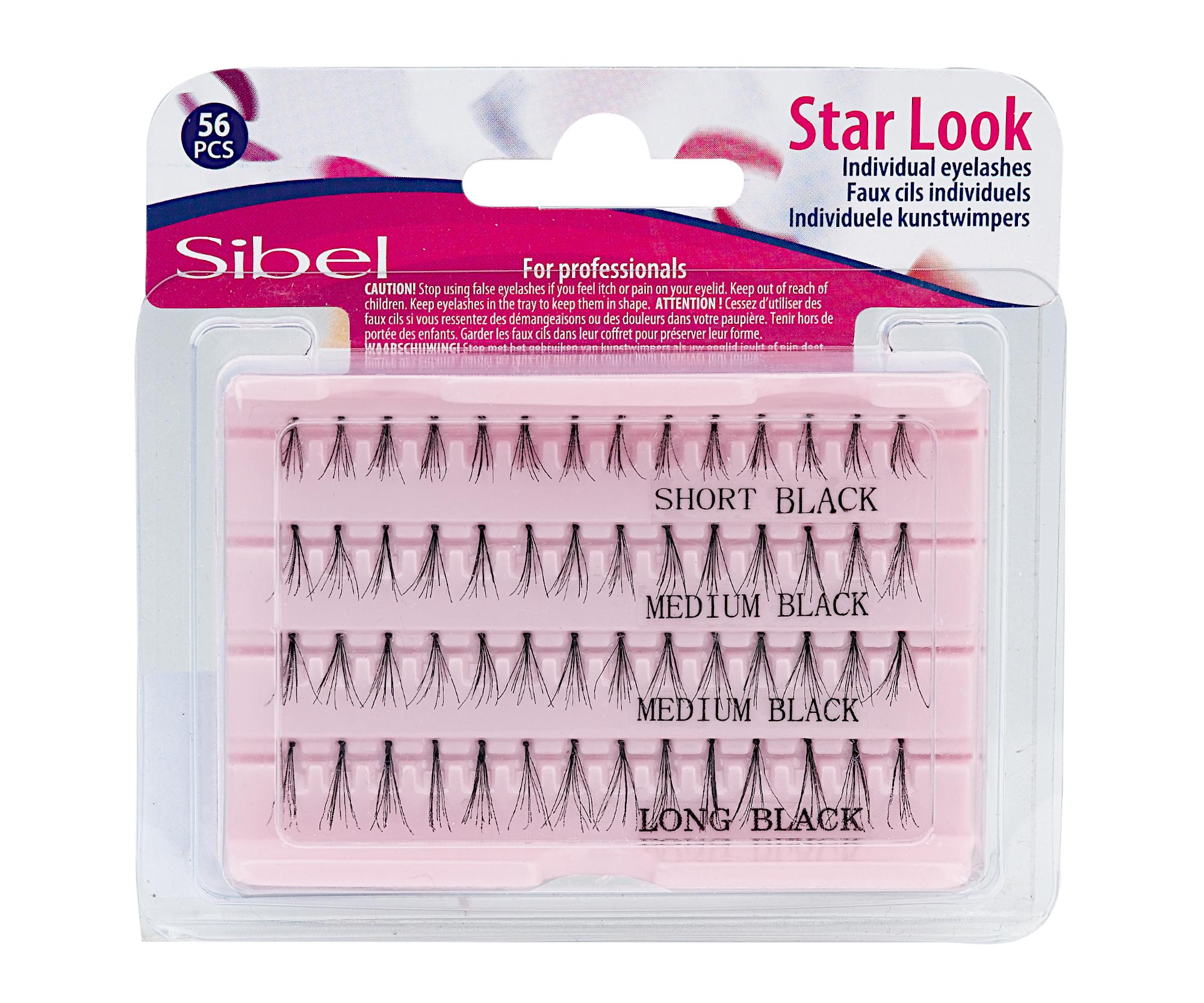 E-shop Sada umelých trsových rias Sibel Star Look Individual Eyelashes - veľkosť S, M, L, 56 ks (0002690)
