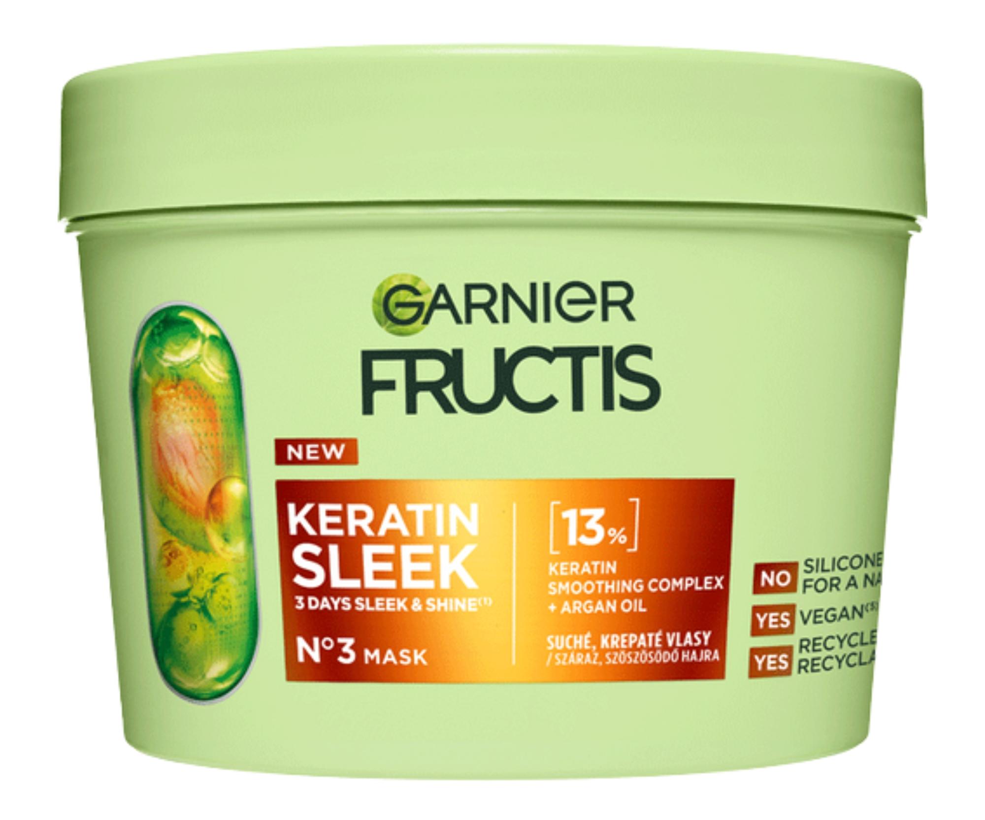 E-shop Uhladzujúca maska pre suché a krepaté vlasy Garnier Fructis Keratín Sleek Mask - 370 ml + darček zadarmo
