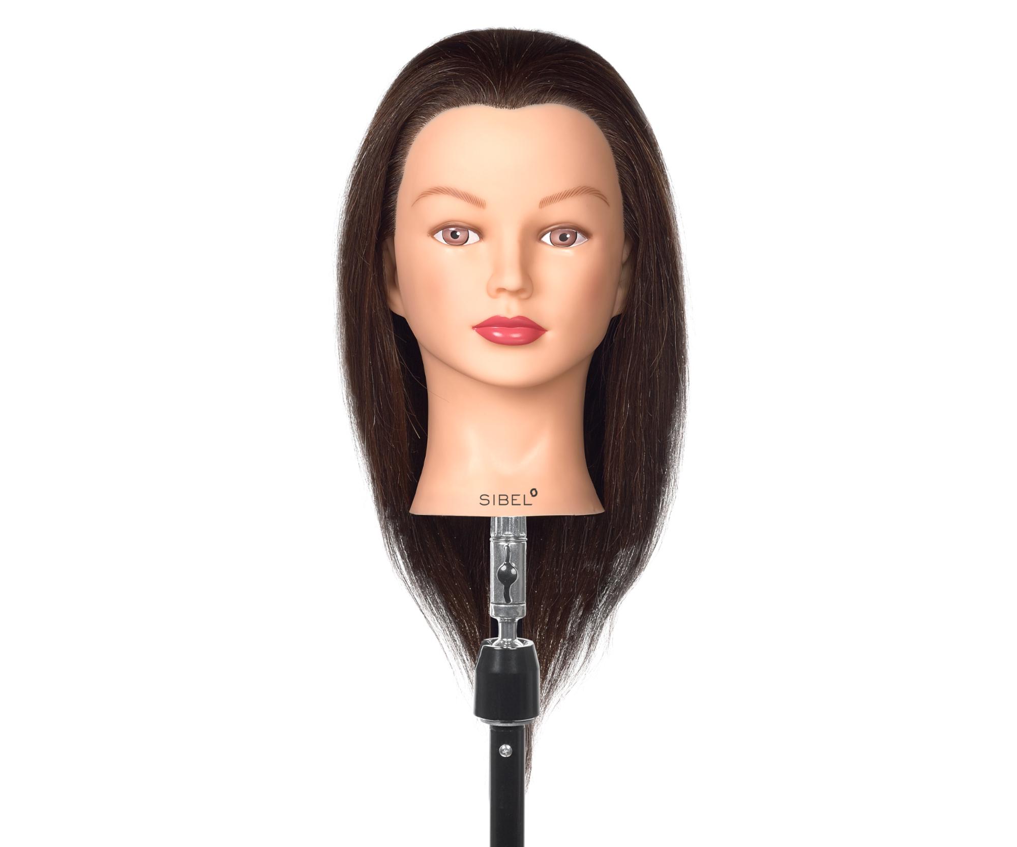 E-shop Cvičná hlava s prírodnými vlasmi Sibel Aline - hnedá, 20-40 cm (0030201) + darček zadarmo