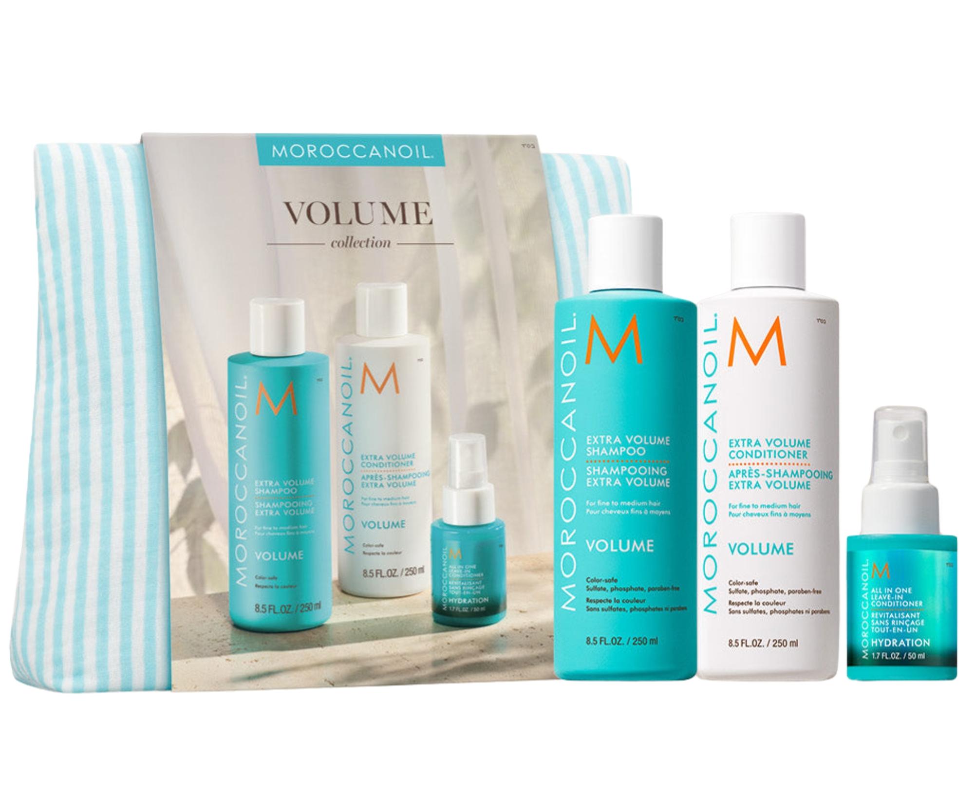E-shop Darčeková sada pre objem jemných vlasov Moroccanoil Volume Collection + bezoplachová starostlivosť a taštička zadarmo + darček zadarmo