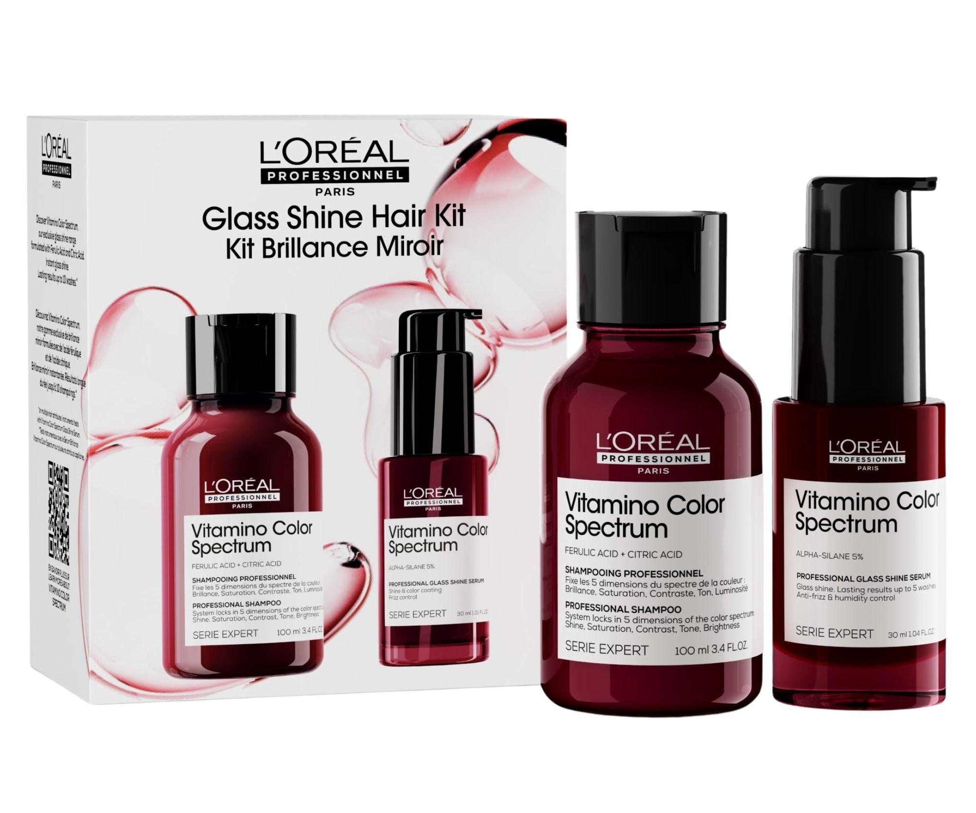Cestovná sada pre starostlivosť o farbené vlasy Loréal Professionnel Serie Expert Vitamino Color Spectrum Glass Shine Hair Kit - L’Oréal Professionnel + darček zadarmo