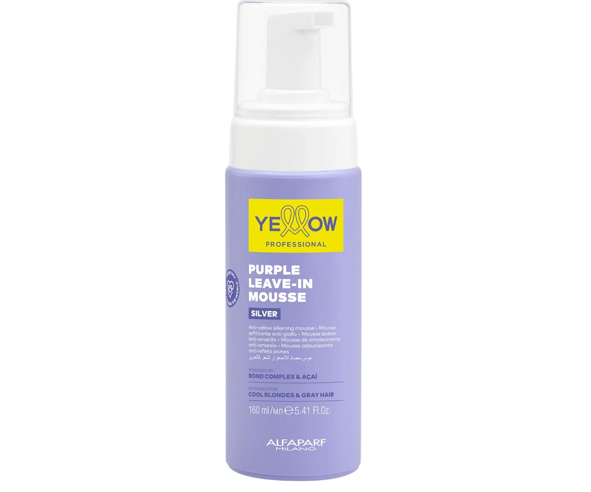 E-shop Bezoplachová fialová pena pre neutralizáciu žltých tónov Yellow Professional Silver Purple Leave-In Mouse - 160 ml + darček zadarmo