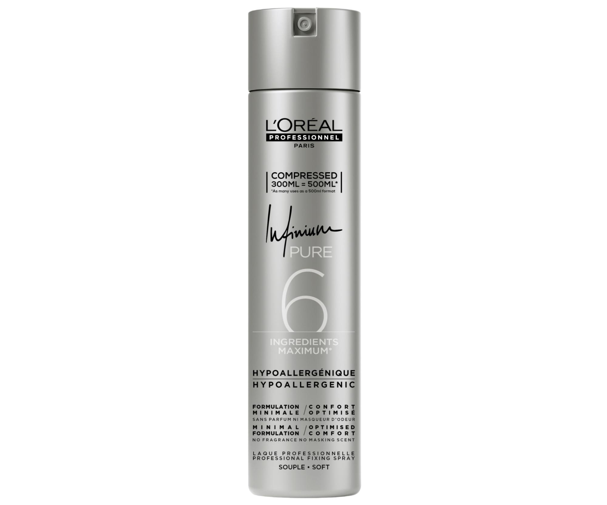 Hypoalergénny lak na vlasy s ľahkou fixáciou Loréal Professionnel Infinium Pure Soft - 300 ml - L’Oréal Professionnel + darček zadarmo