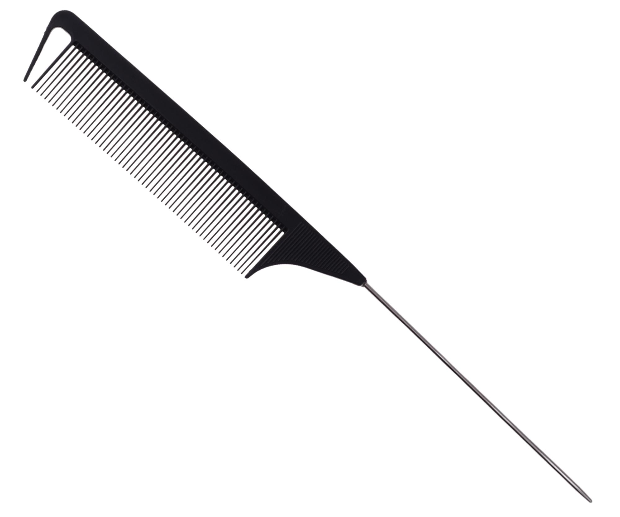 E-shop Tupírovací hrebeň s kovovým hrotom Detail - Hair style Metal Tail Comb - 24,5 cm, čierny