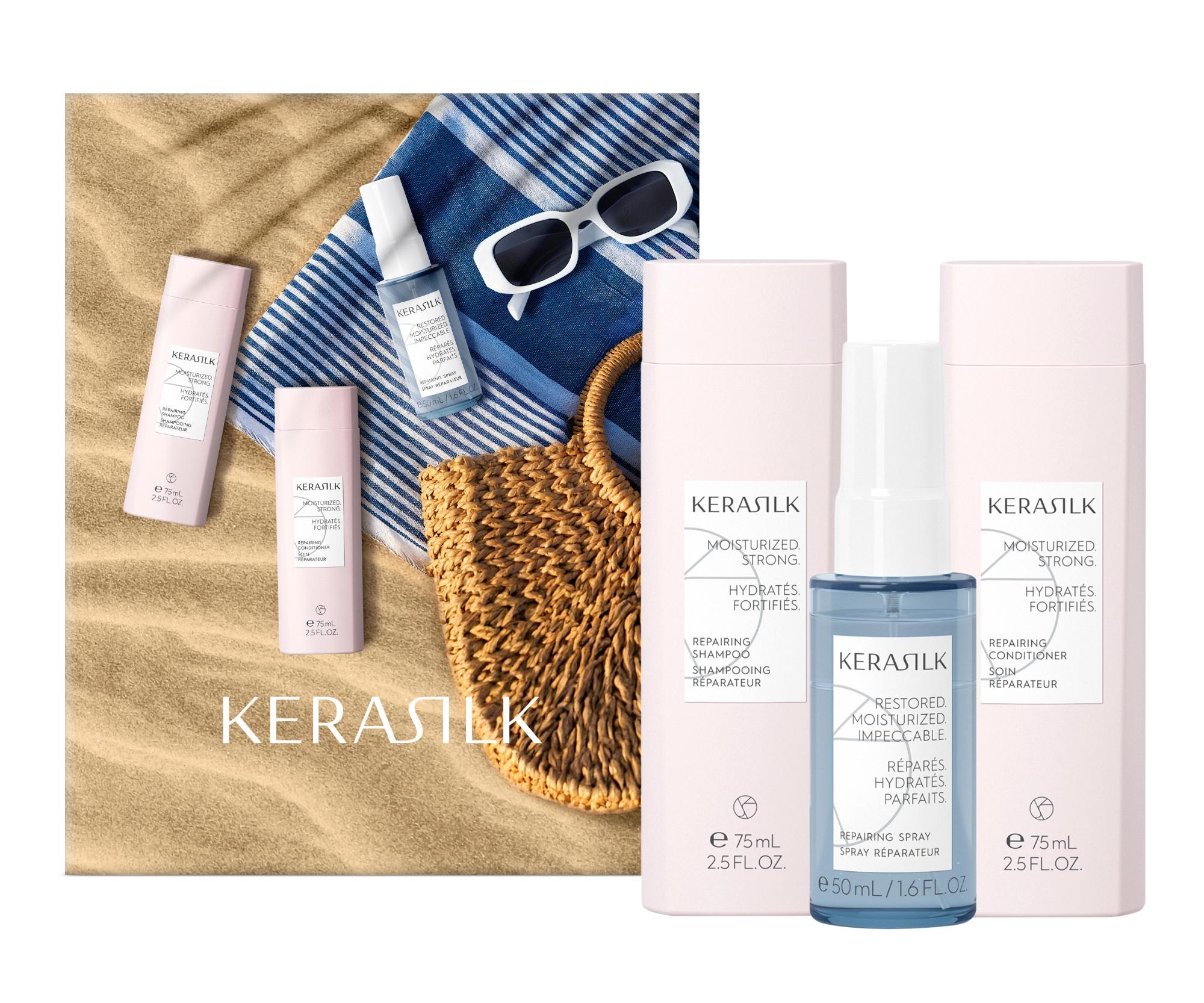 E-shop Darčeková sada pre regeneráciu suchých a poškodených vlasov Kerasilk Repairing Travel Set + darček zadarmo