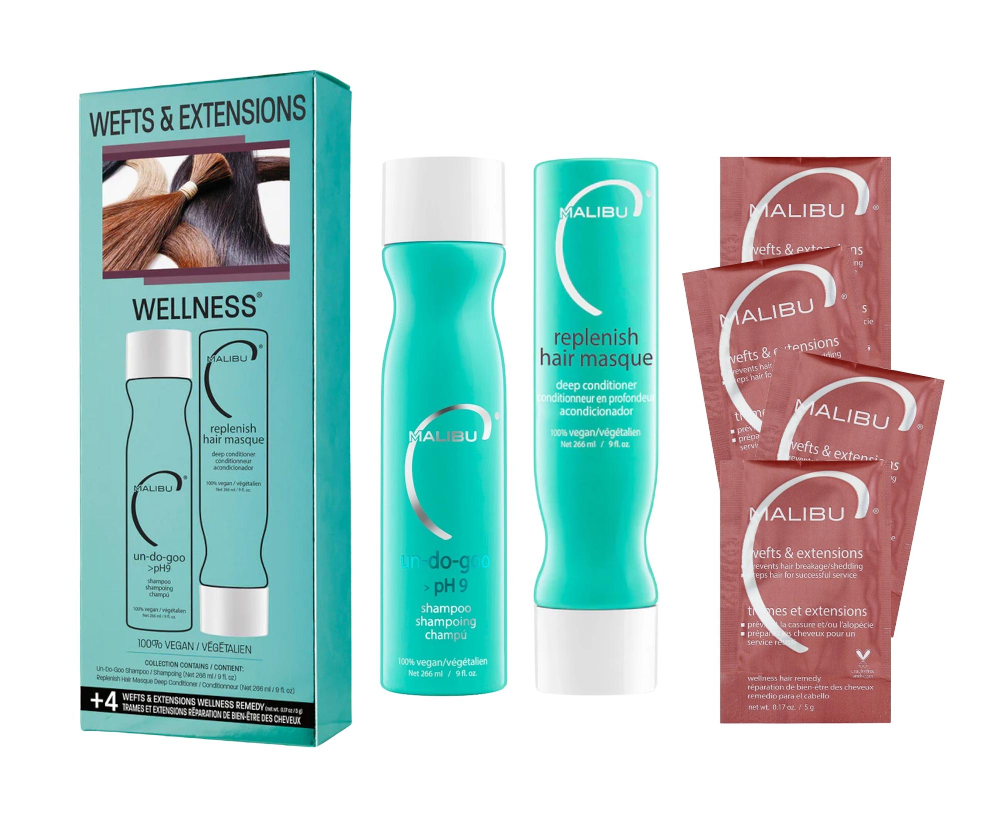 E-shop Sada vlasovej starostlivosti o predĺžené vlasy Malibu C Wefts a Extensions Wellness + darček zadarmo